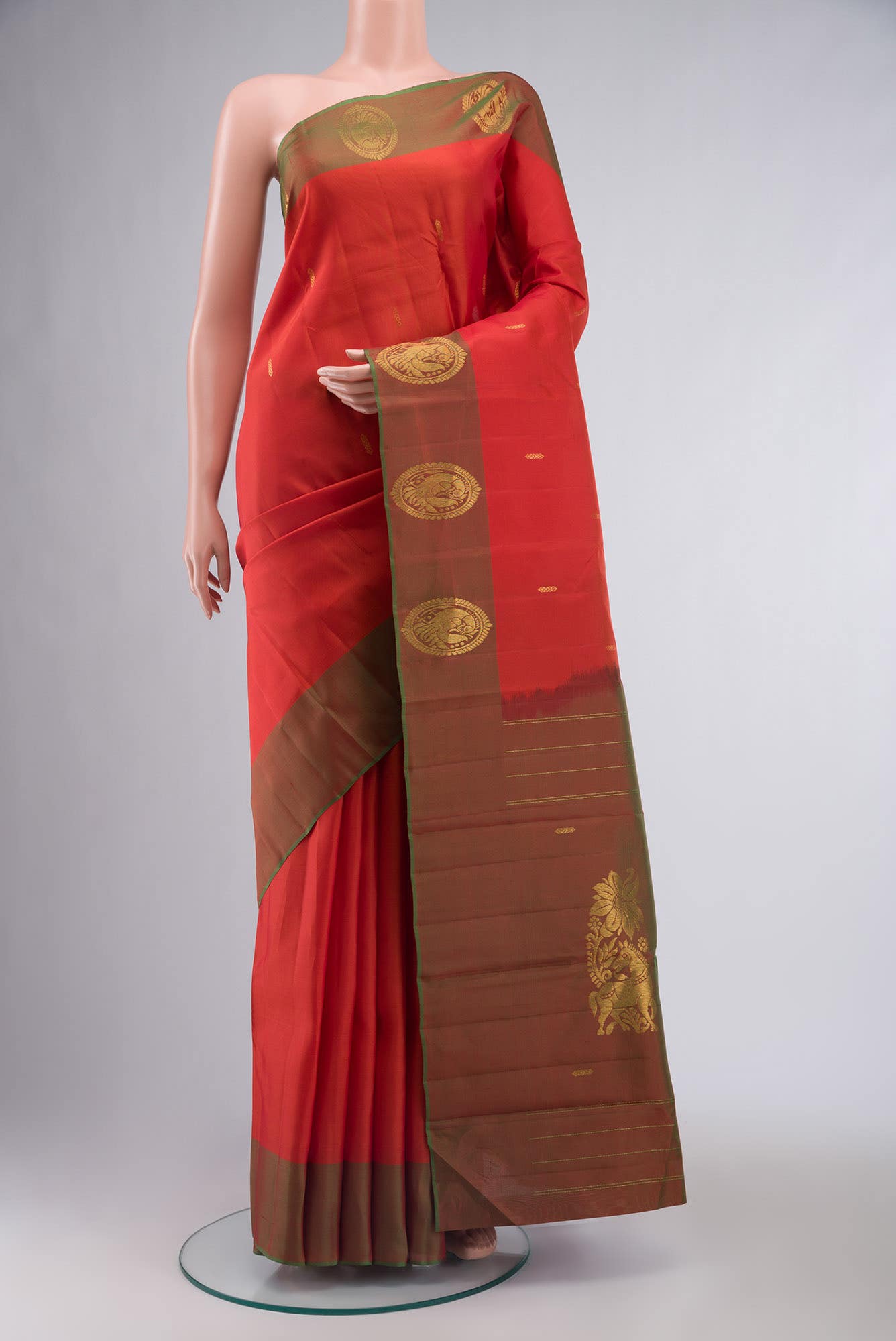 Orange Kanchipuram Silk Saree