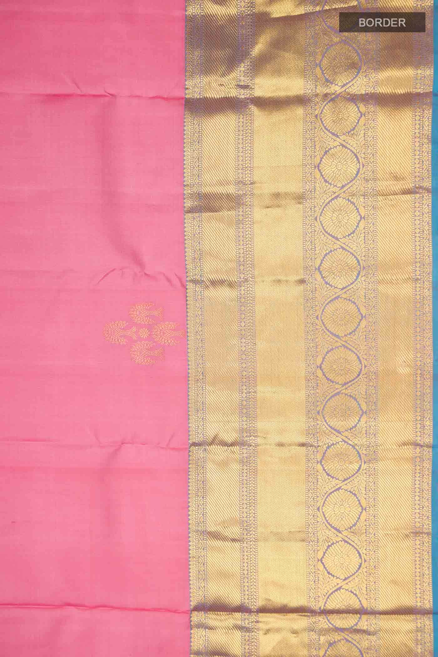 Rose pink Kanchipuram Silk Saree