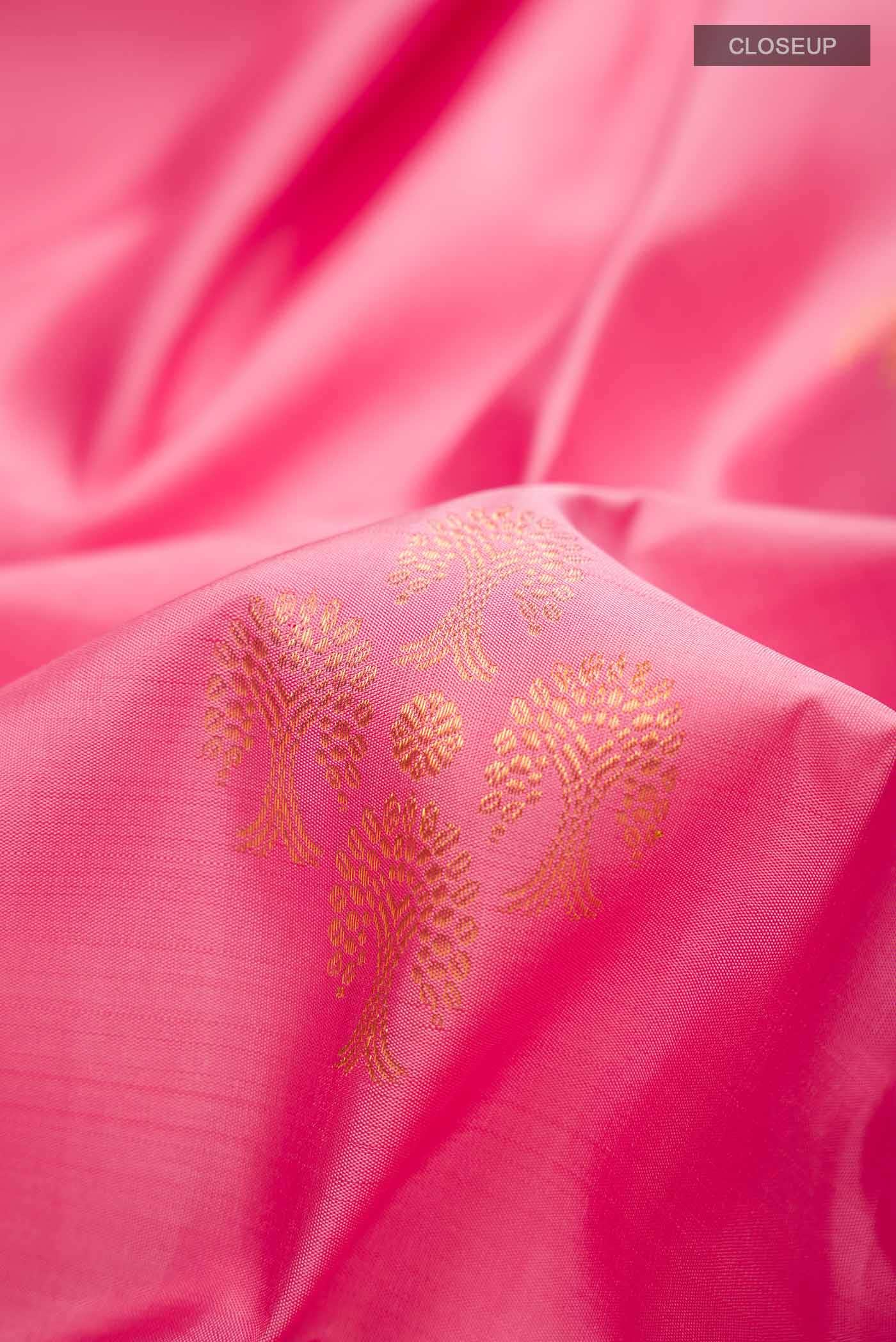 Rose pink Kanchipuram Silk Saree