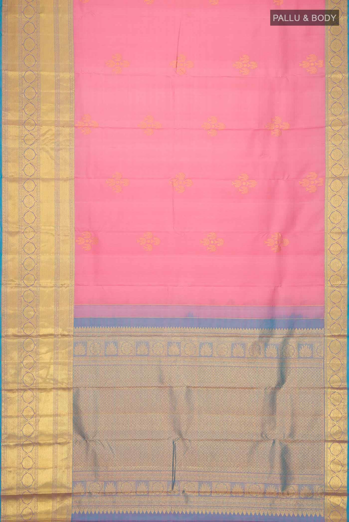 Rose pink Kanchipuram Silk Saree