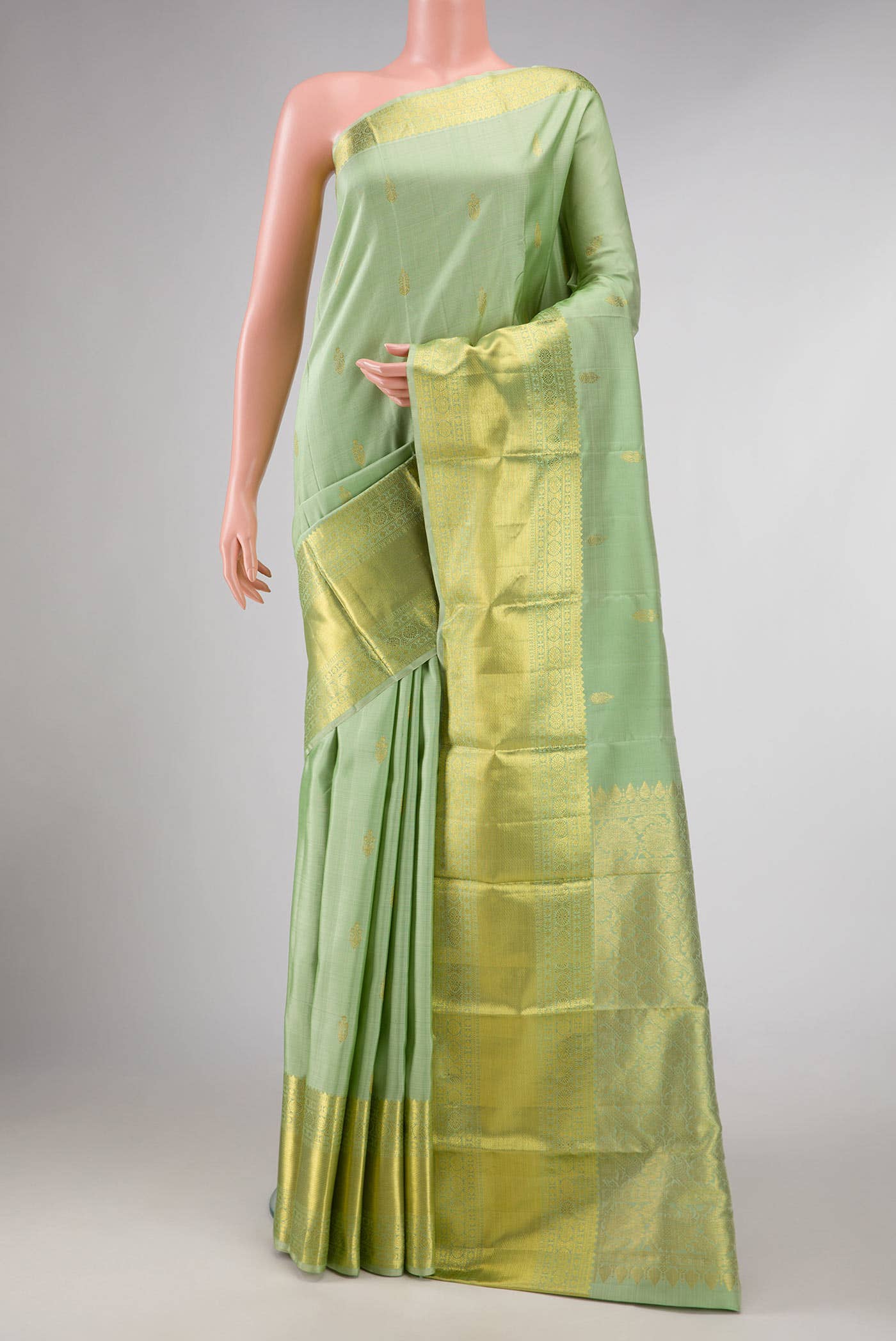 Light Green Dual Tone Kanchipuram Silk Saree