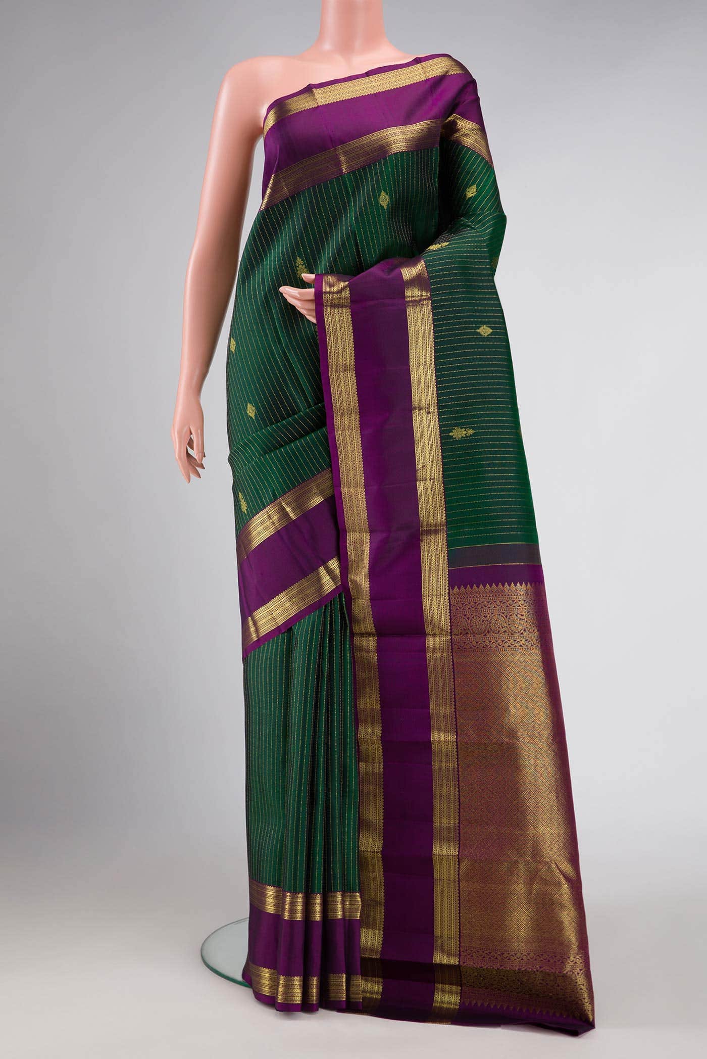Green Dual Tone Kanchipuram Silk Saree