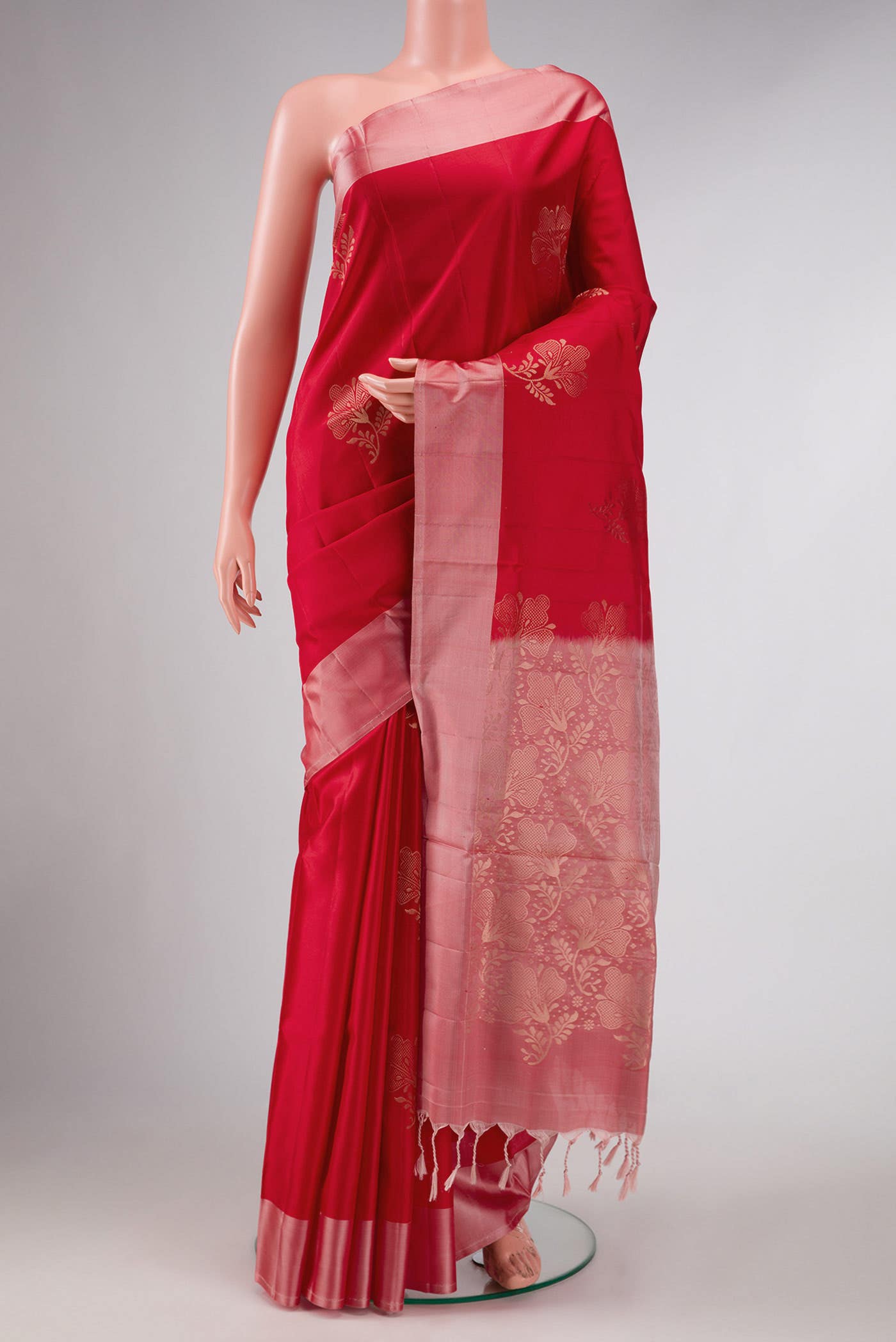 Red Dual Tone Soft Silk Saree