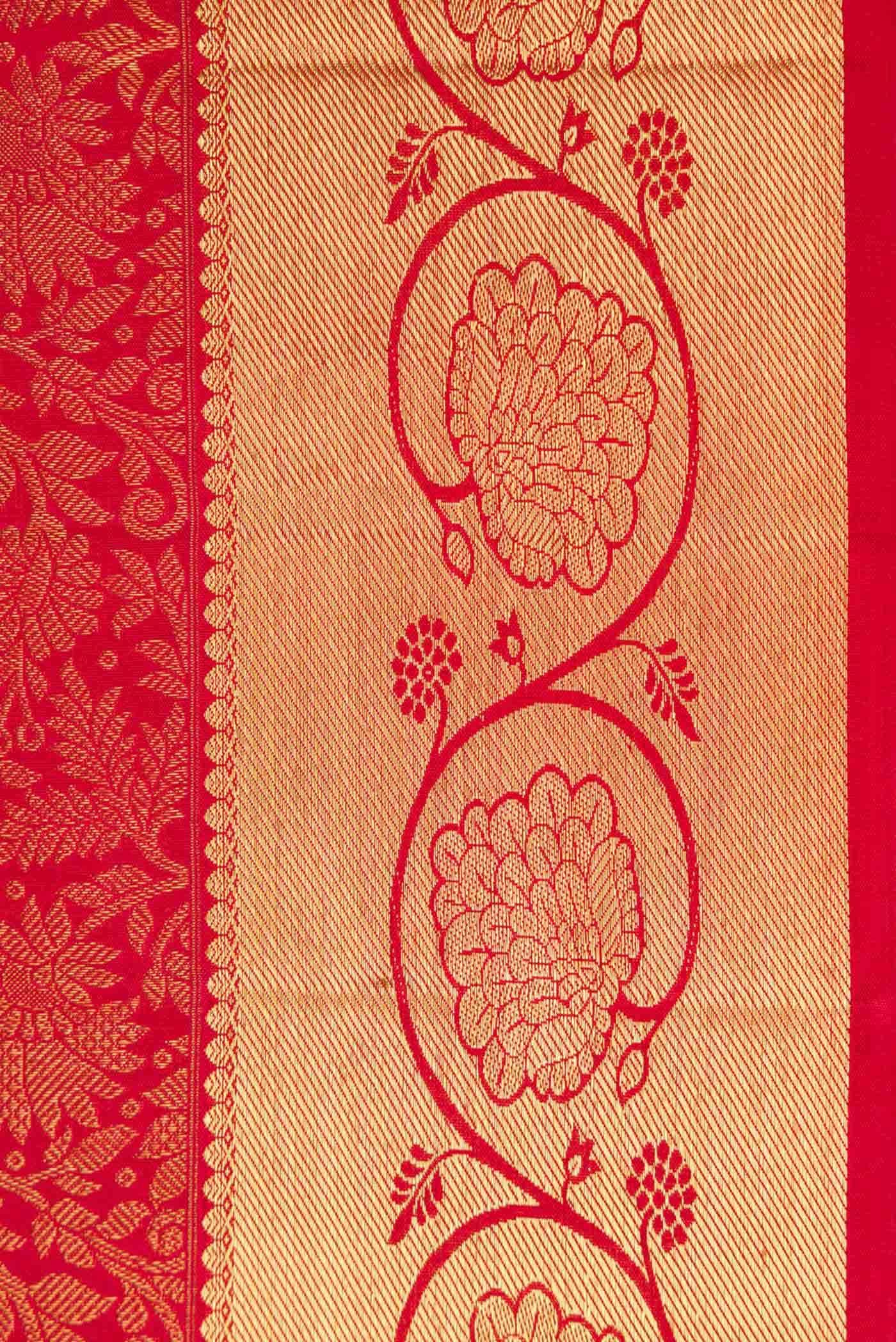 Pure Silk Pure Zari Imperial Red Dual Tone Kanchipuram Saree