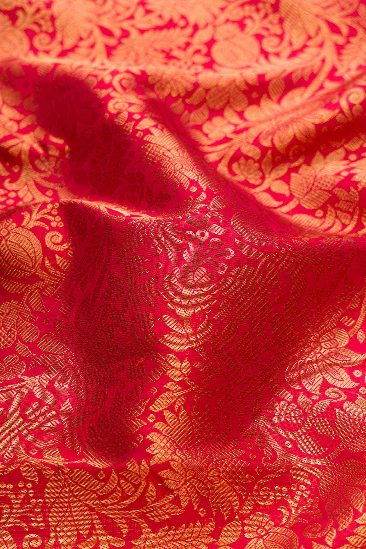 Pure Silk Pure Zari Imperial Red Dual Tone Kanchipuram Saree