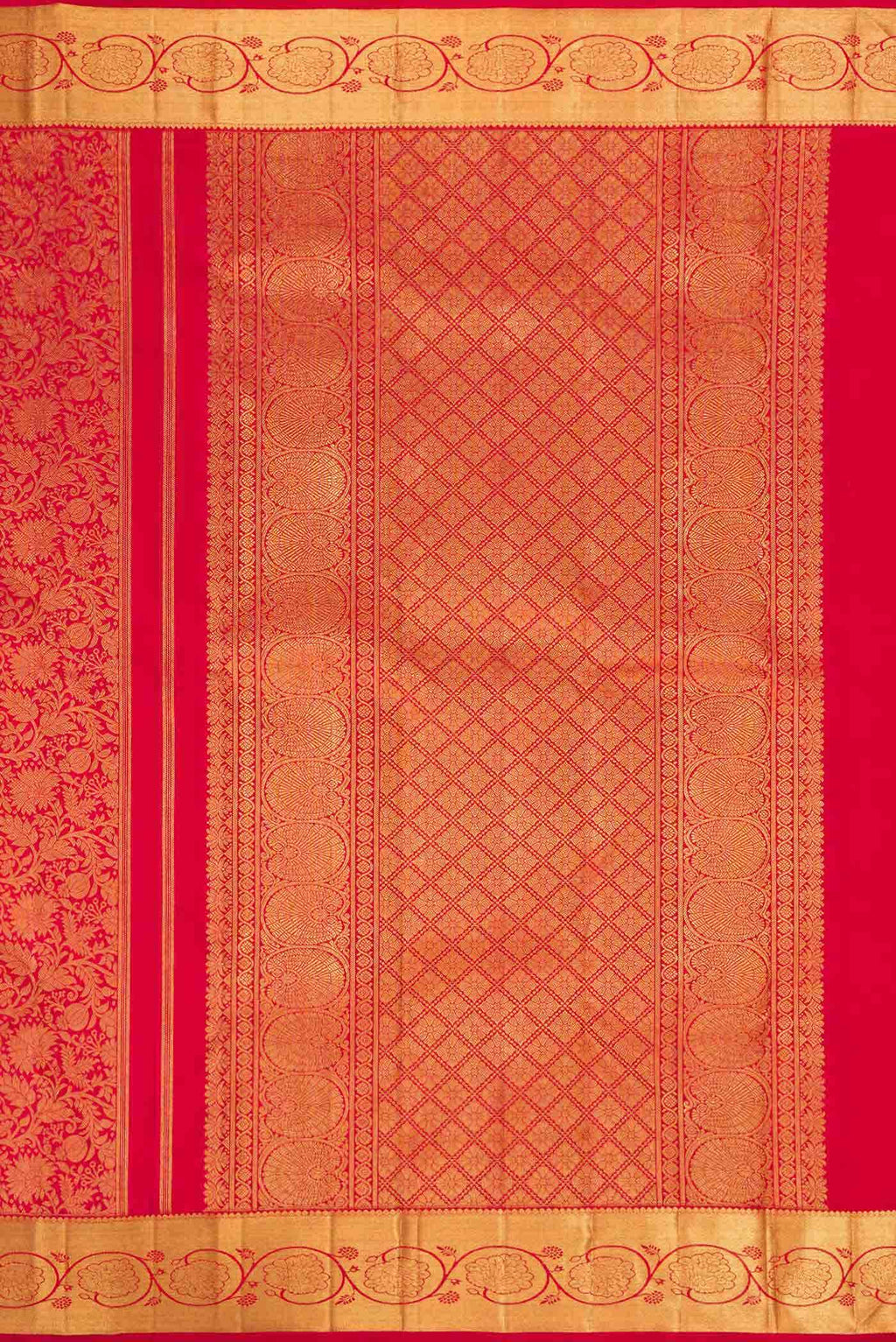 Pure Silk Pure Zari Imperial Red Dual Tone Kanchipuram Saree