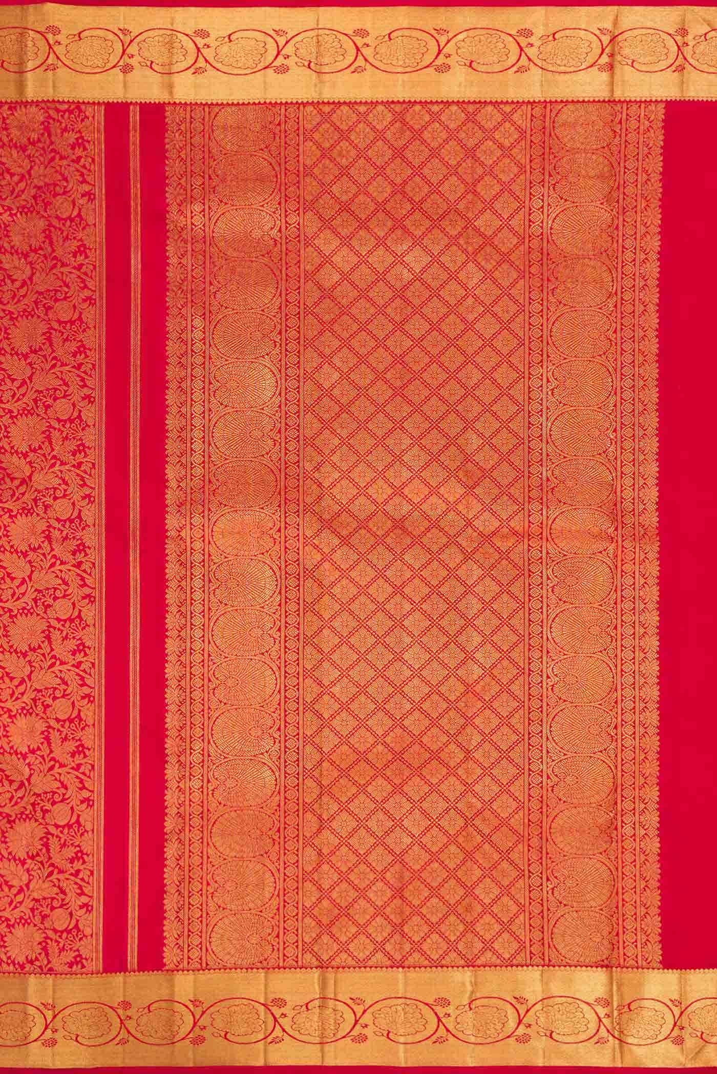 Pure Silk Pure Zari Imperial Red Dual Tone Kanchipuram Saree