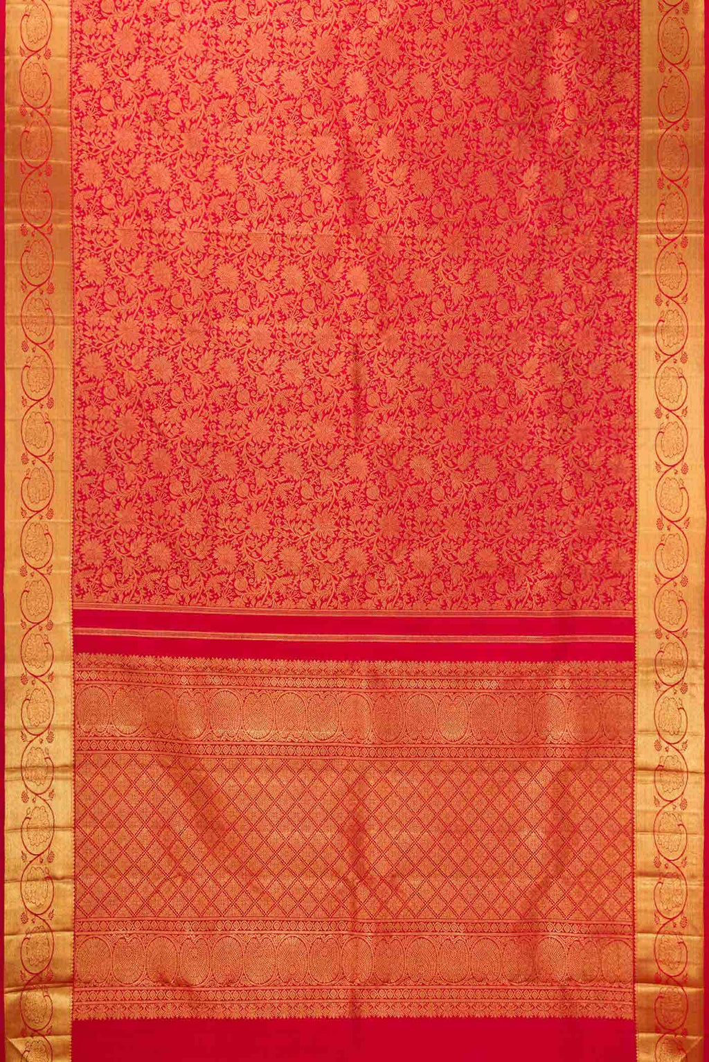 Pure Silk Pure Zari Imperial Red Dual Tone Kanchipuram Saree