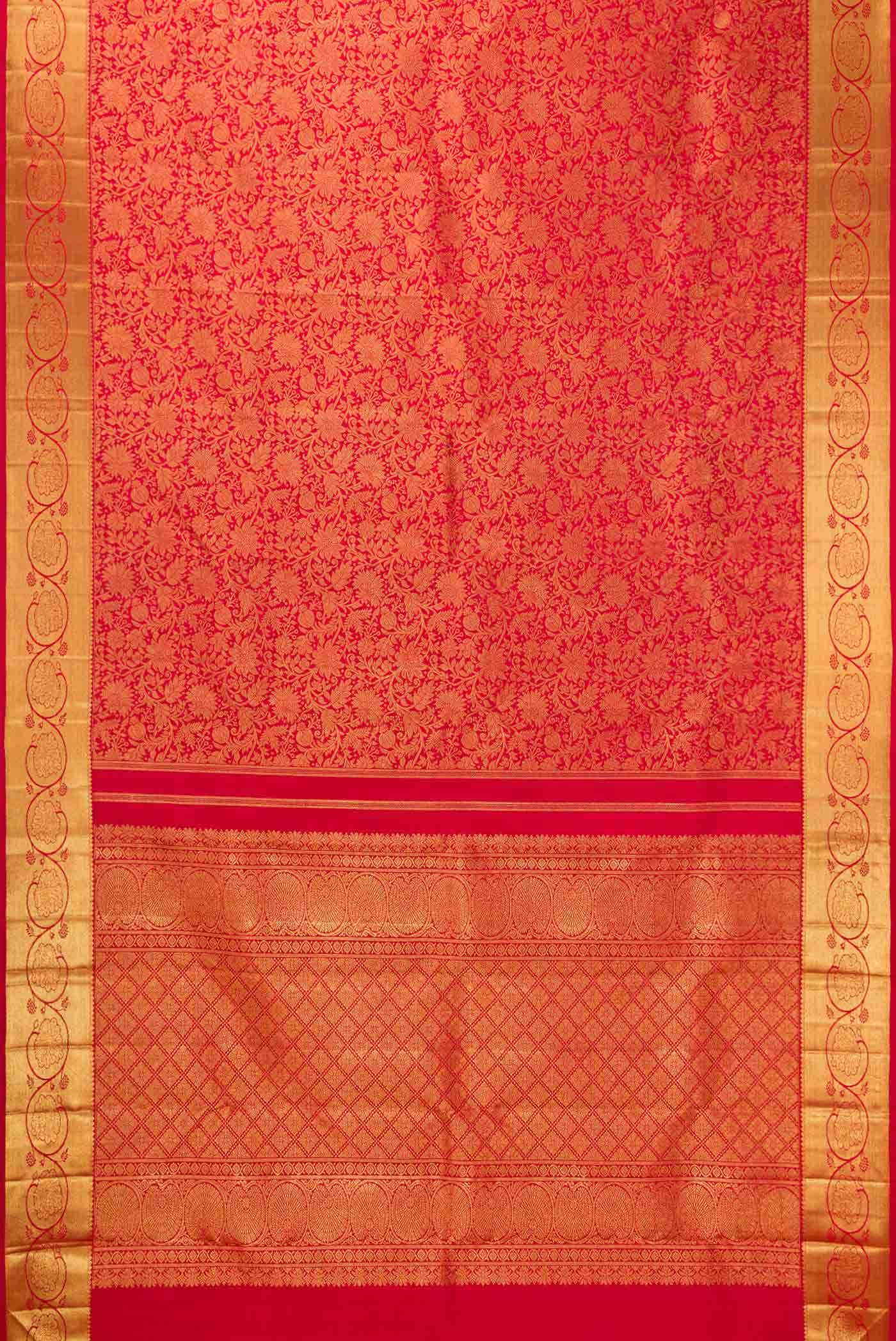 Pure Silk Pure Zari Imperial Red Dual Tone Kanchipuram Saree