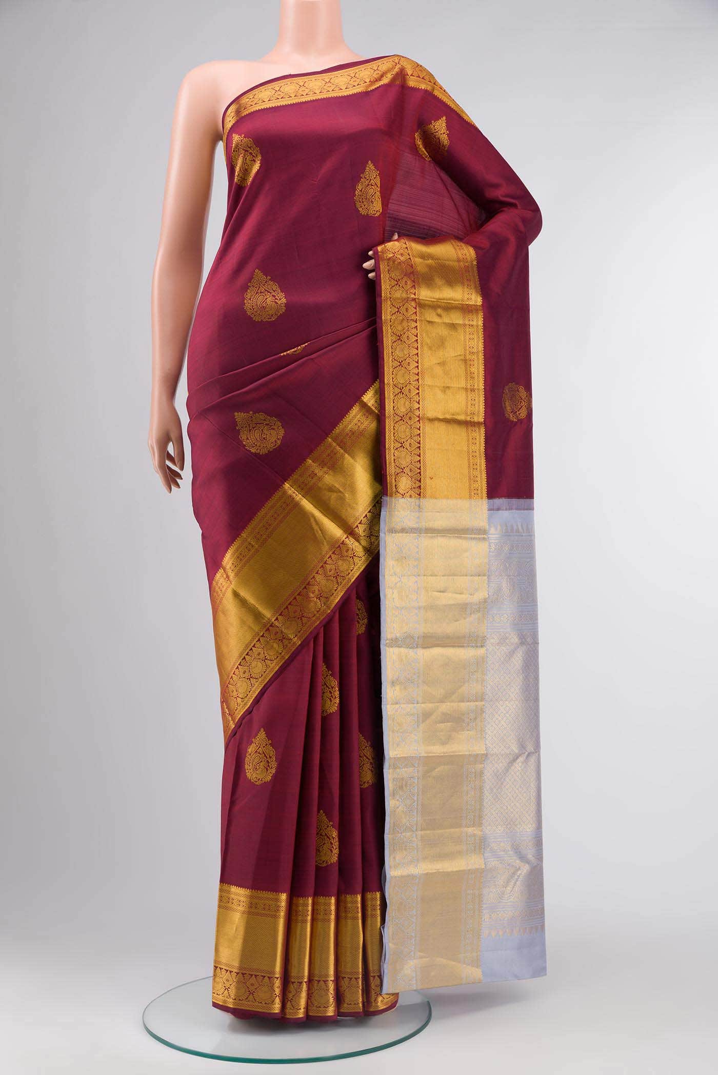 Maroon Kanchipuram Silk Saree