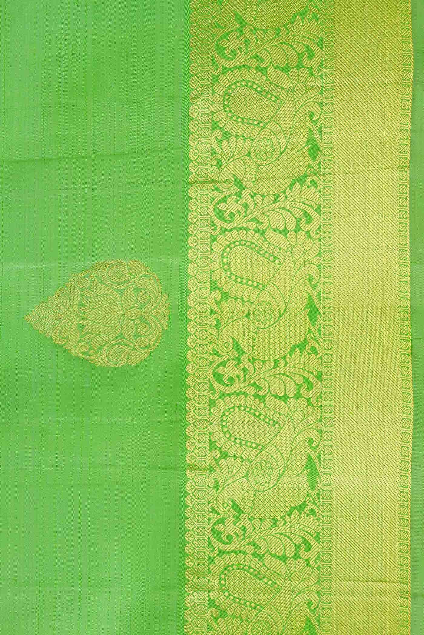 Parrot Green Dual Tone Kanchipuram Silk Saree
