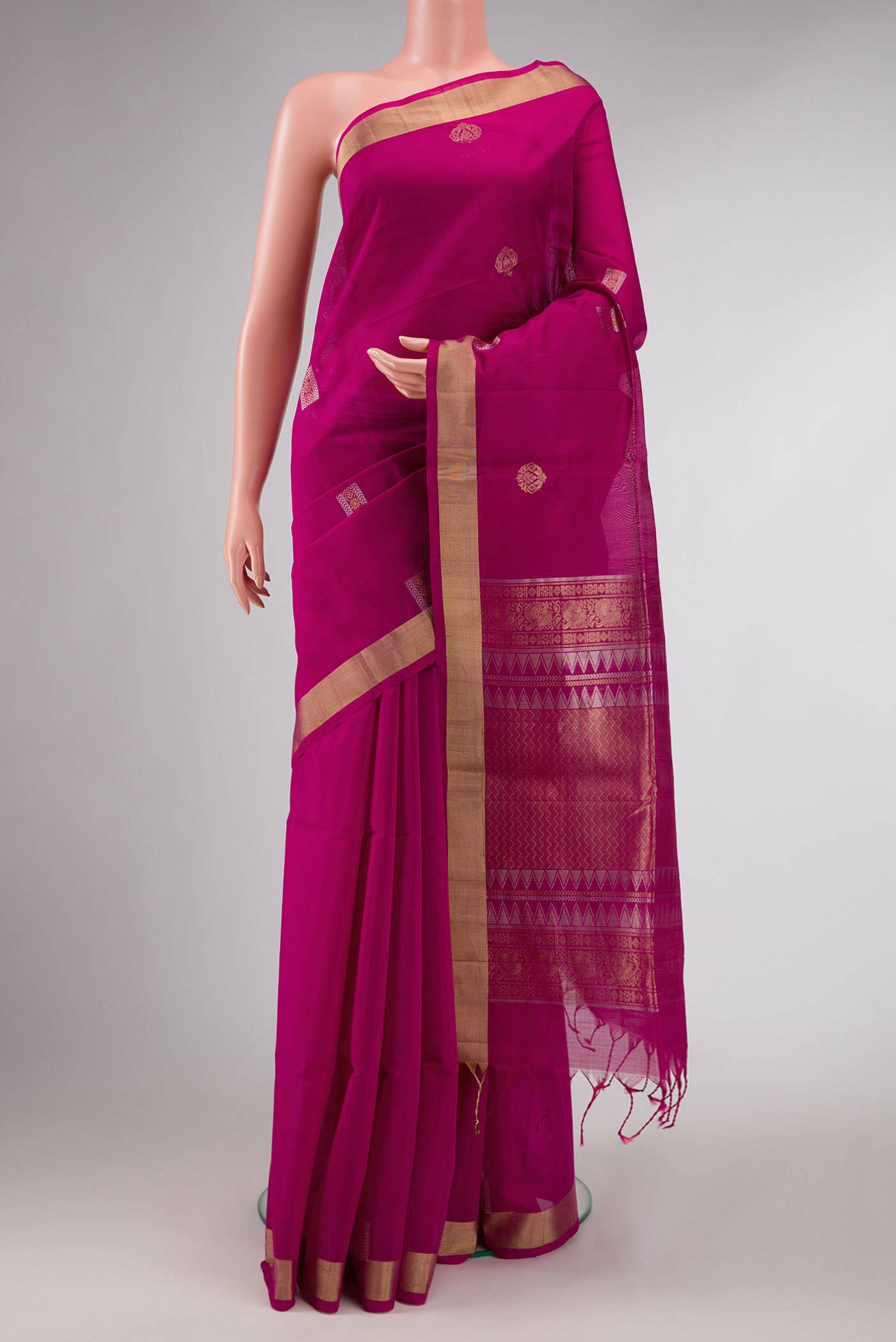Magenta Dual Tone Silk Cotton Saree