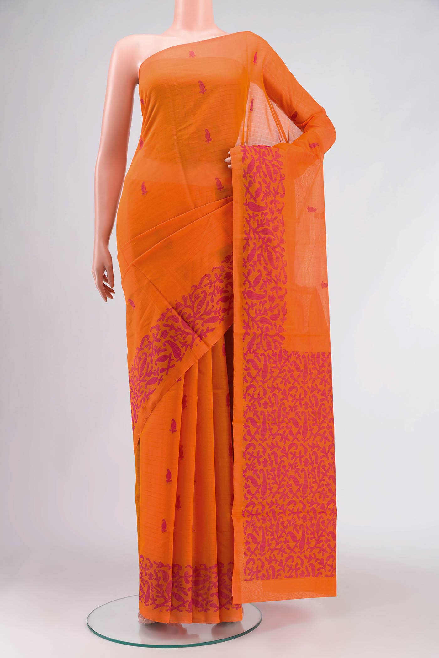 Orange Silk Cotton Saree