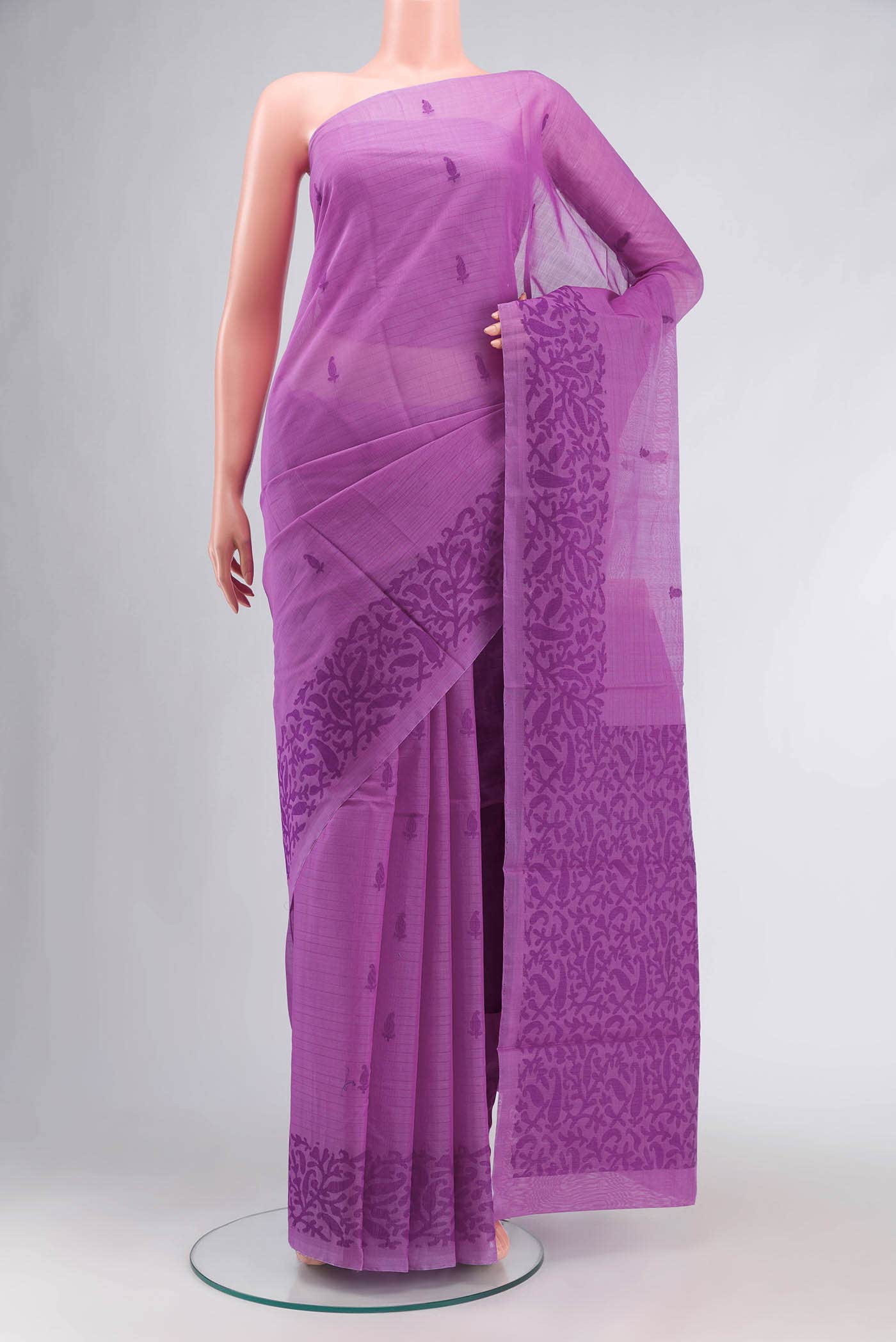 Lavender Silk Cotton Saree