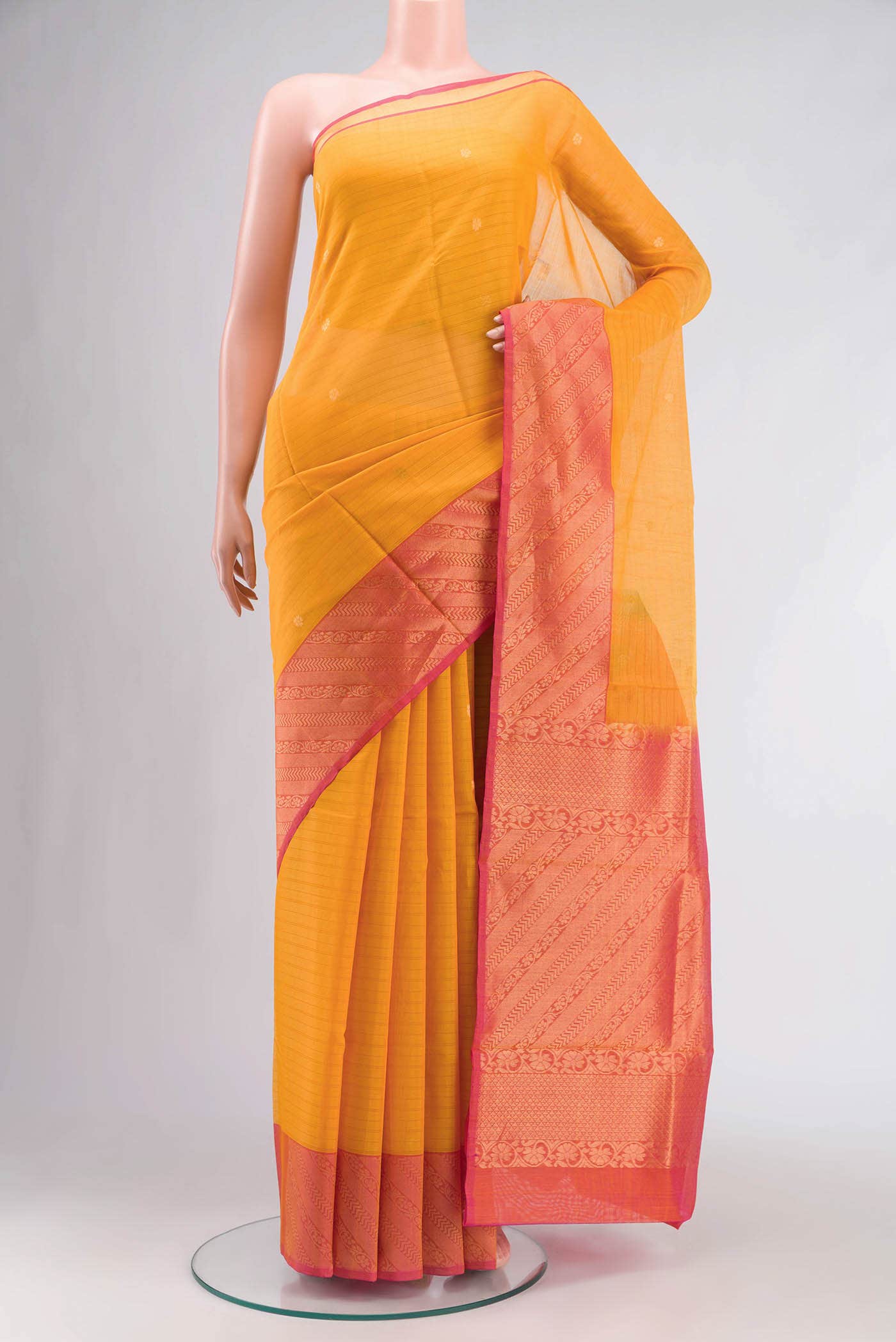 Yellow Silk Cotton Saree