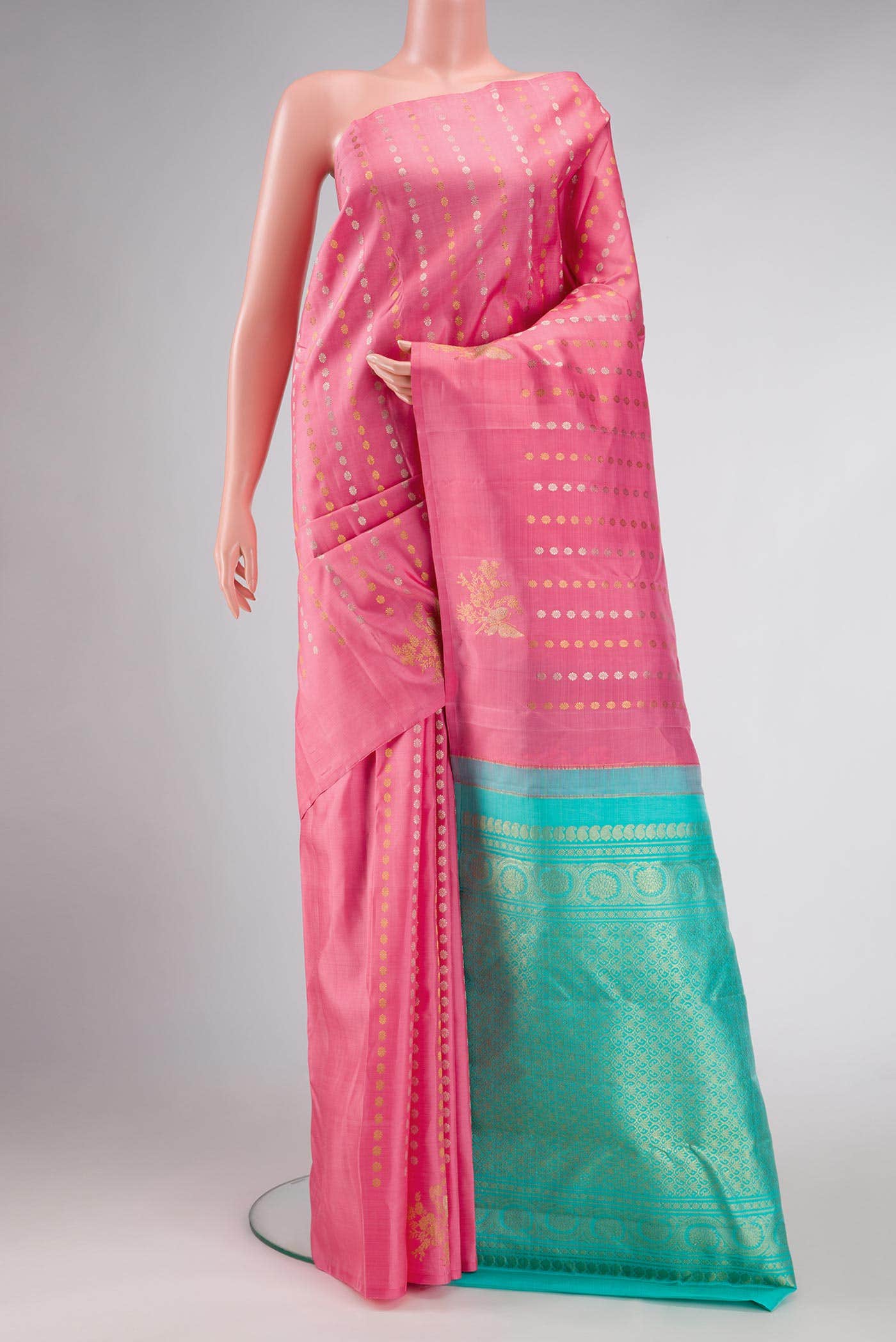 Pink Dual Tone Soft Silk Saree