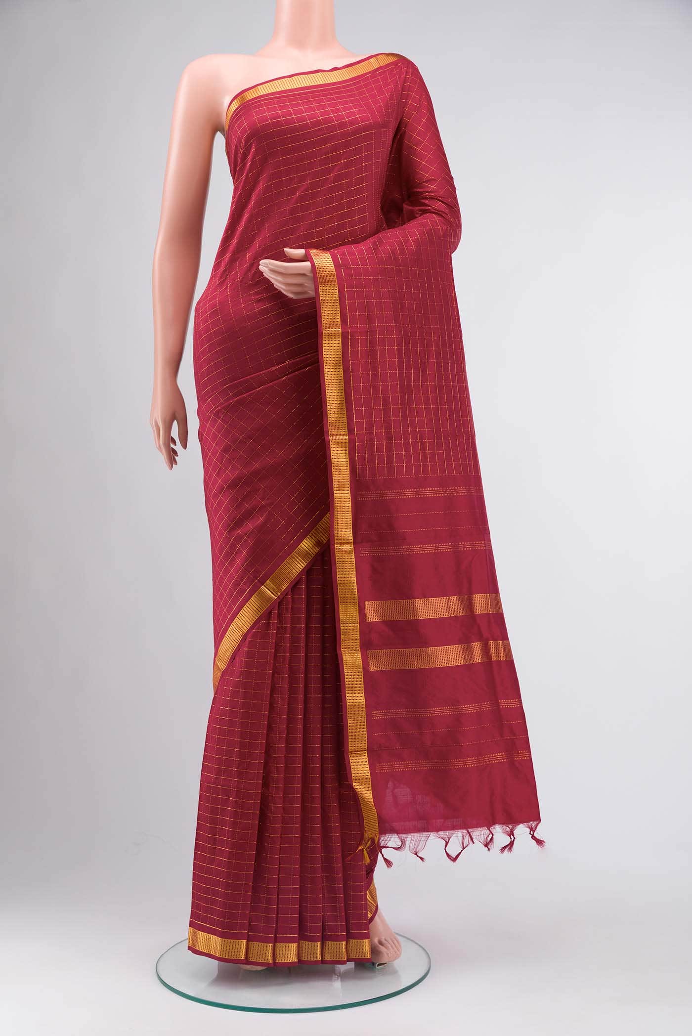 Maroon Kanchipuram Silk Saree