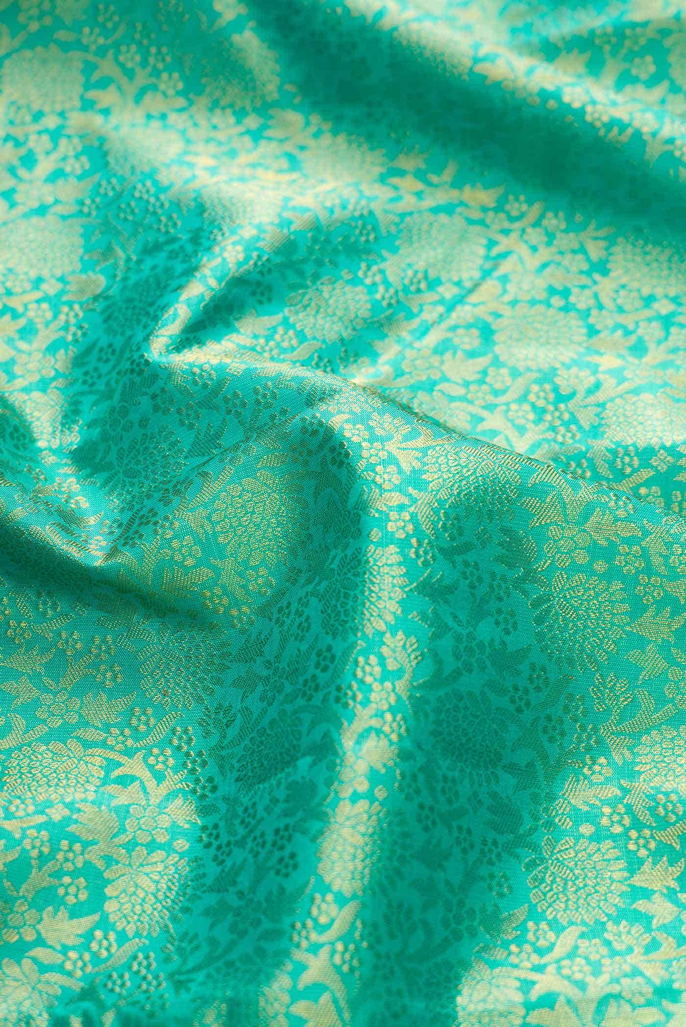 Pure Silk Pure Zari Sea Green Dual Tone Kanchipuram Saree