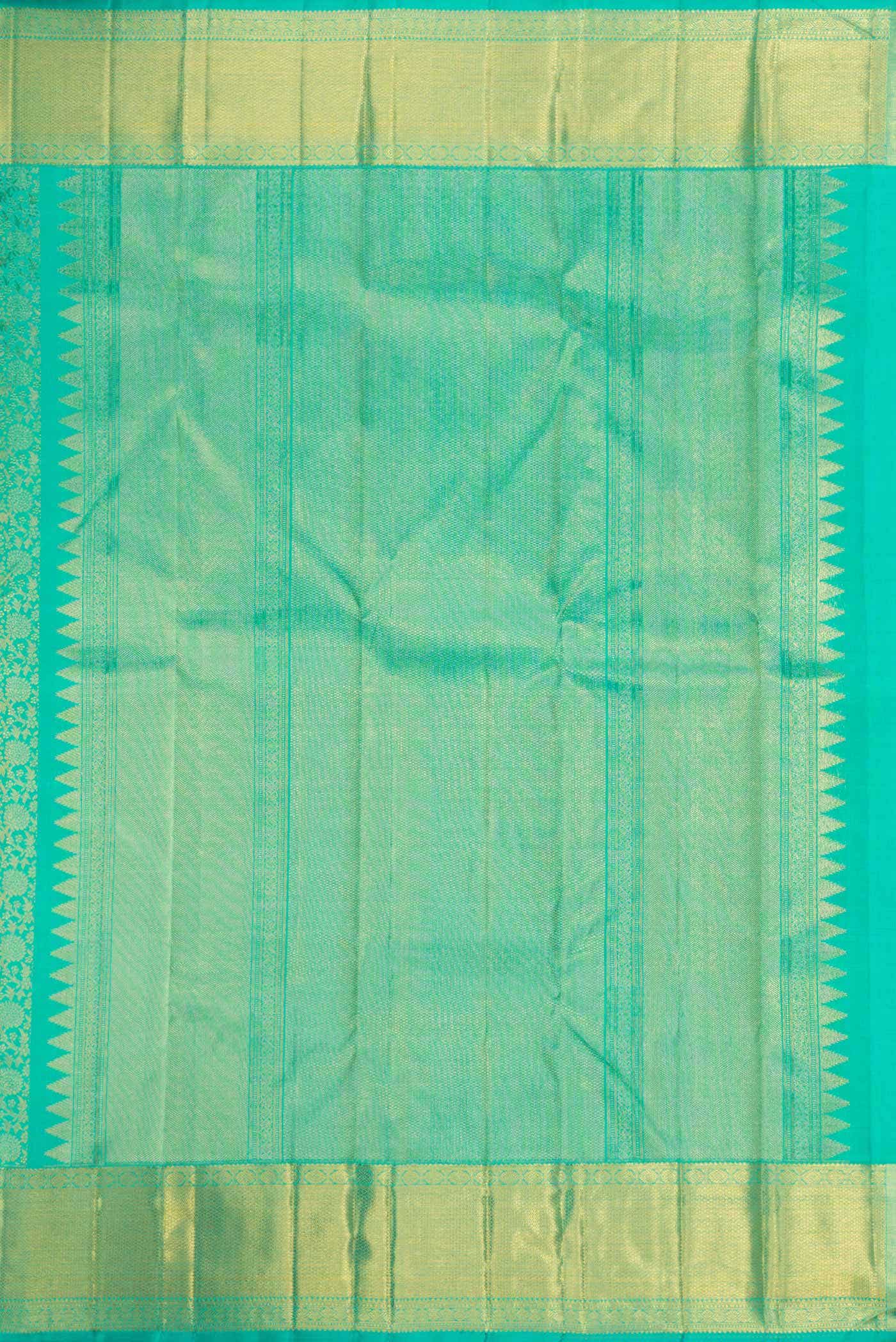 Pure Silk Pure Zari Sea Green Dual Tone Kanchipuram Saree