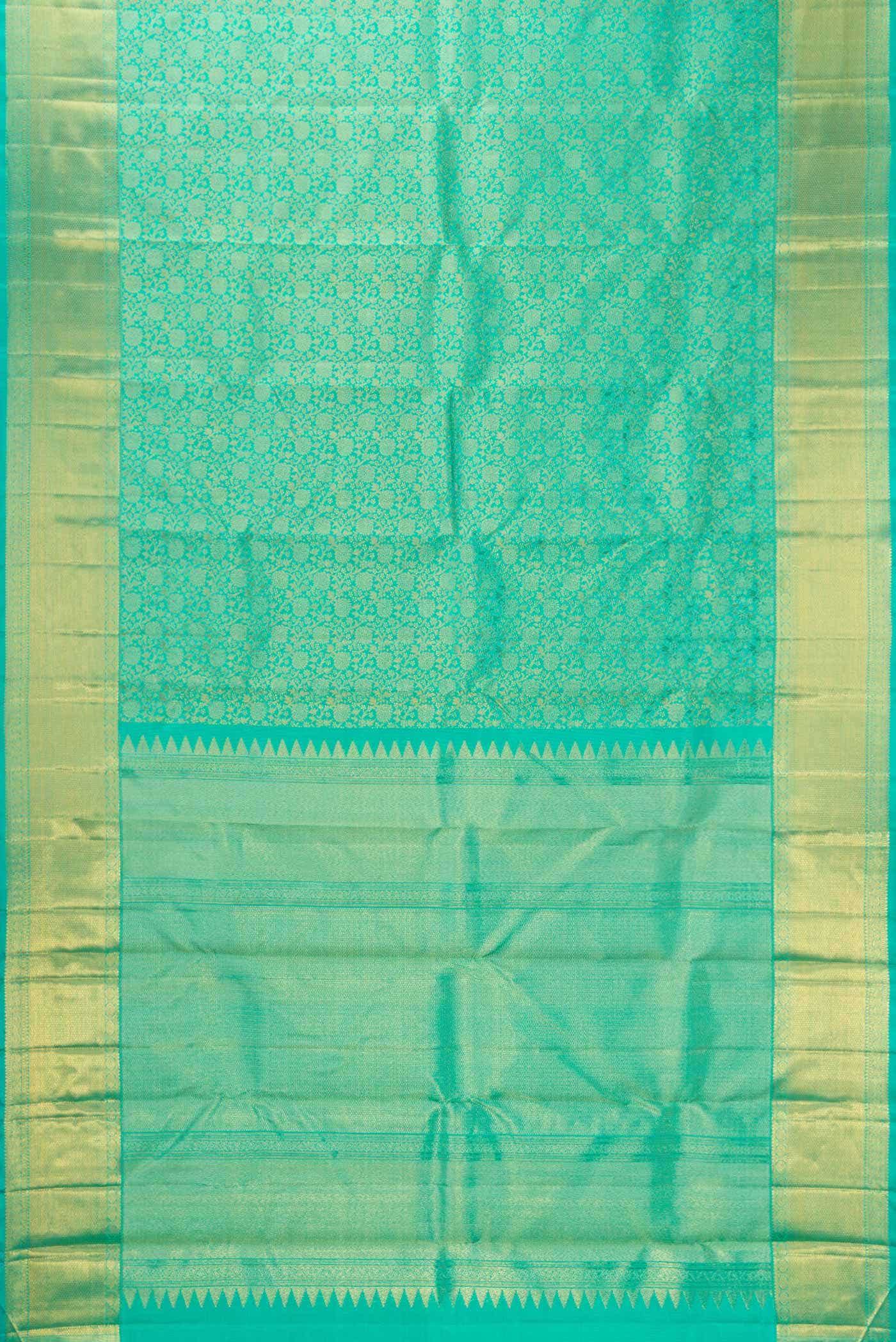 Pure Silk Pure Zari Sea Green Dual Tone Kanchipuram Saree