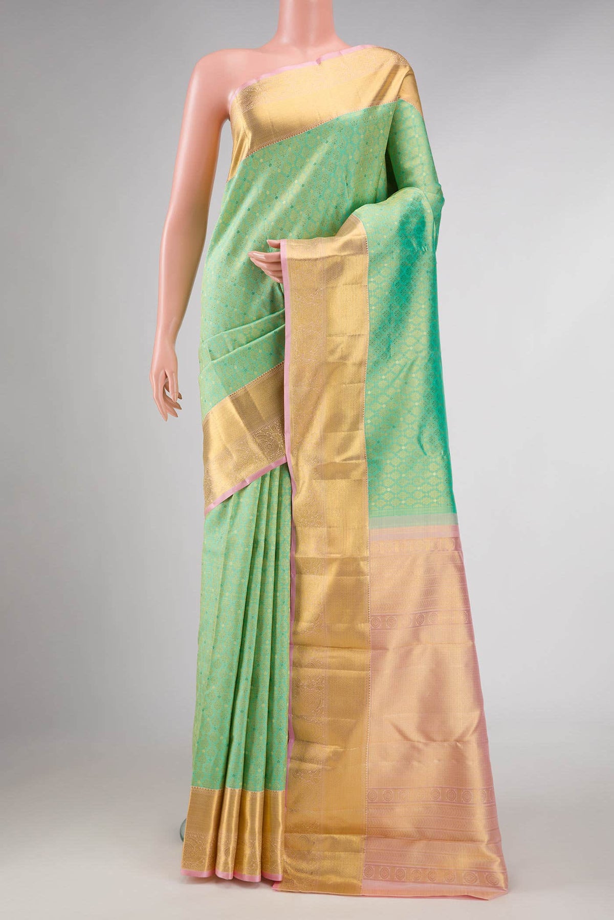 Sea Green Dual Tone Kanjivaram Silk Saree