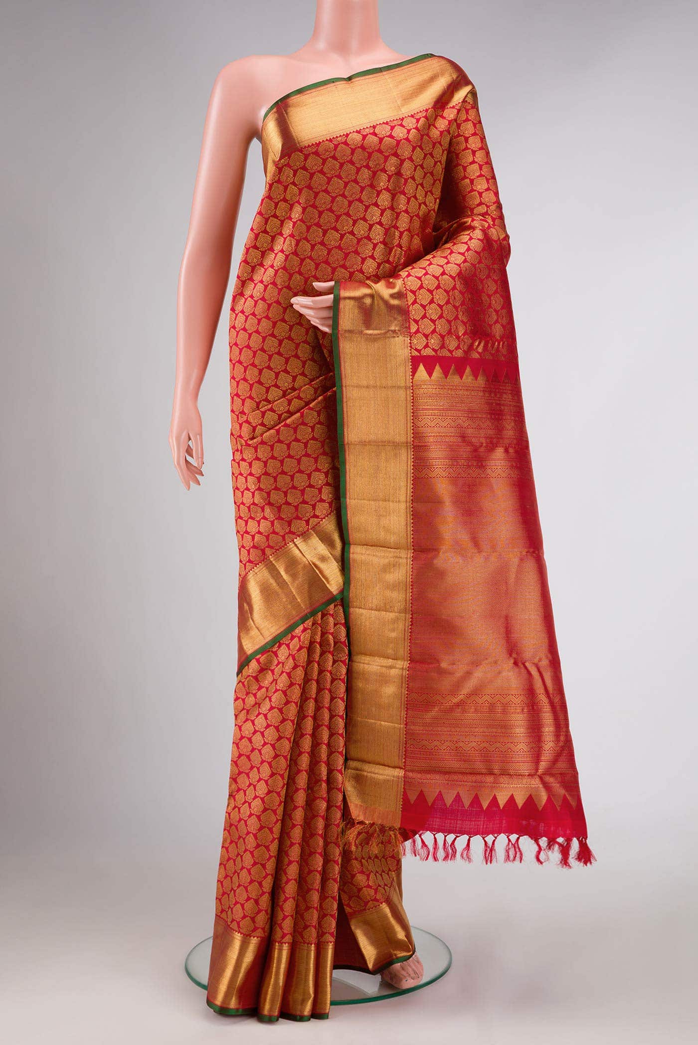 Red Dual Tone Kanchipuram Silk Saree
