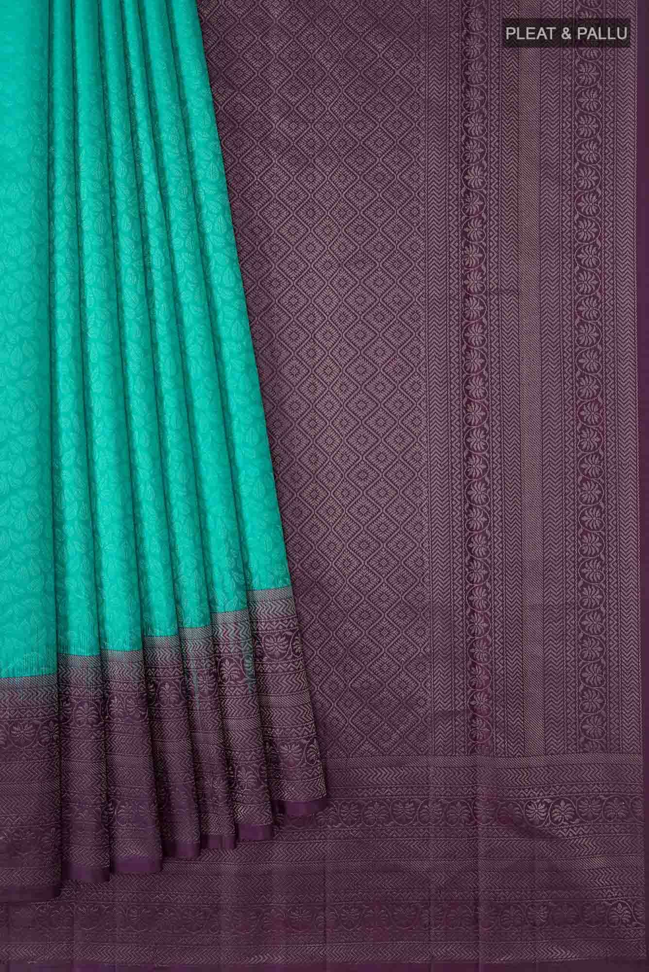 Turquoise Kanchipuram Silk Saree