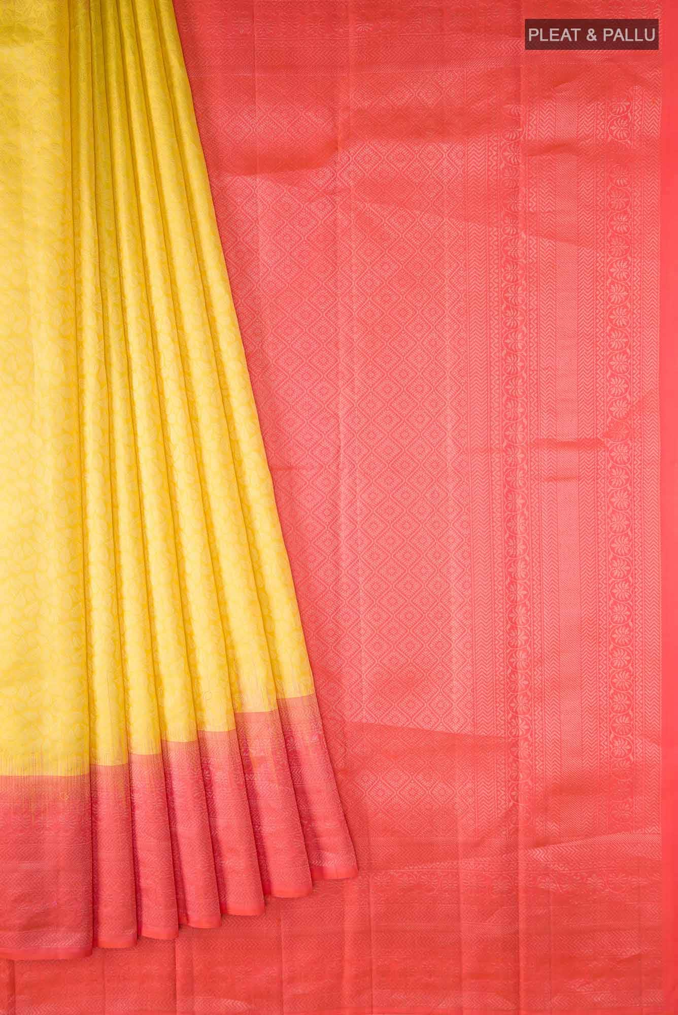 Lemon Yellow Kanchipuram Silk Saree