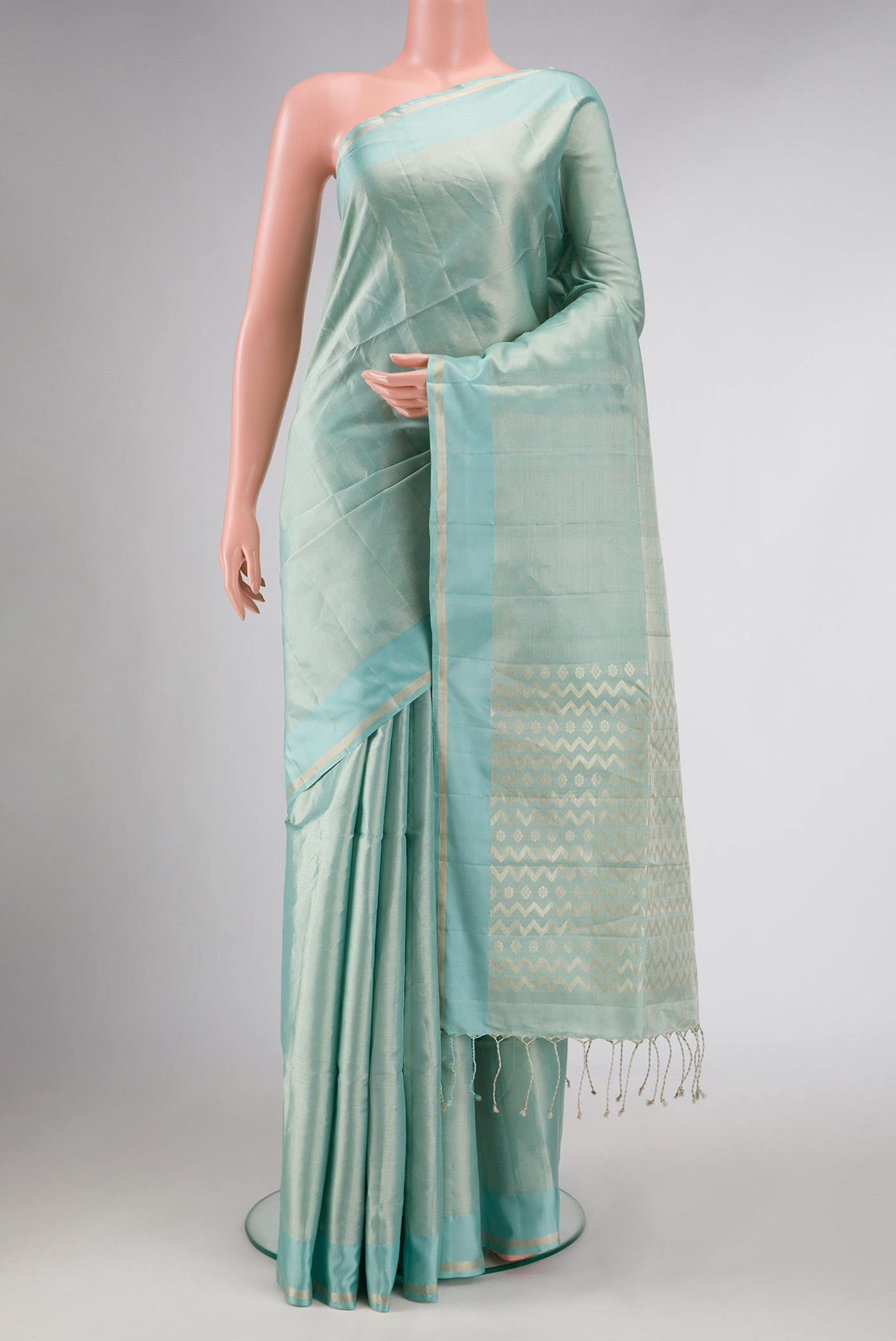 Light Blue Dual Tone Soft Silk Saree