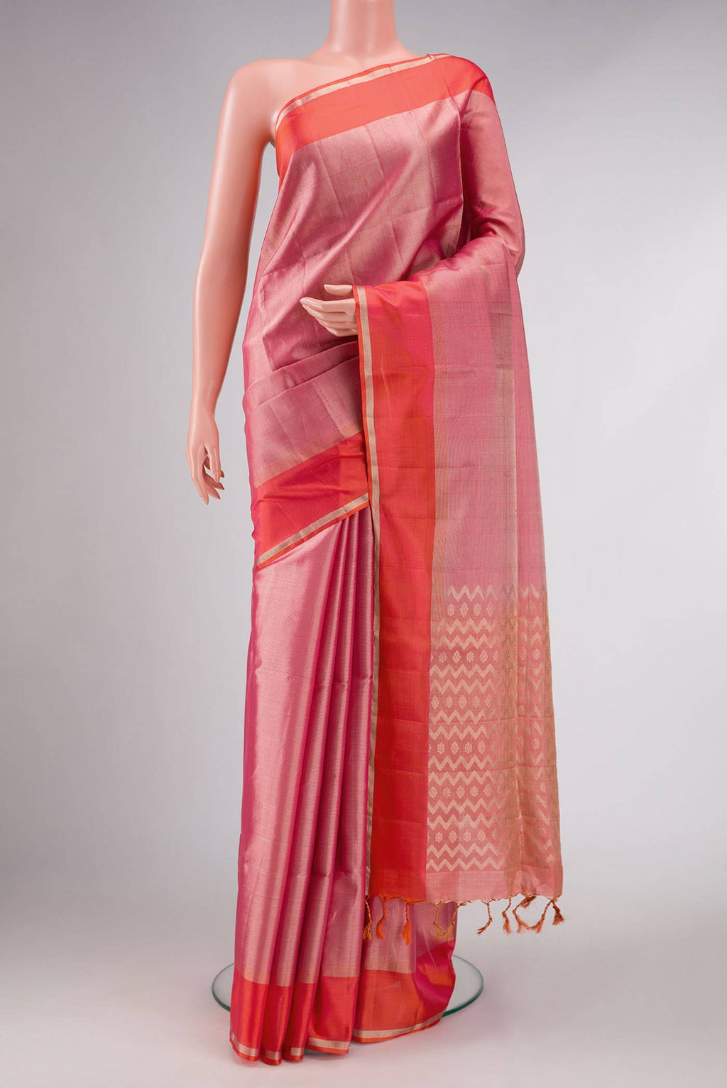 Pink Dual Tone Soft Silk Saree
