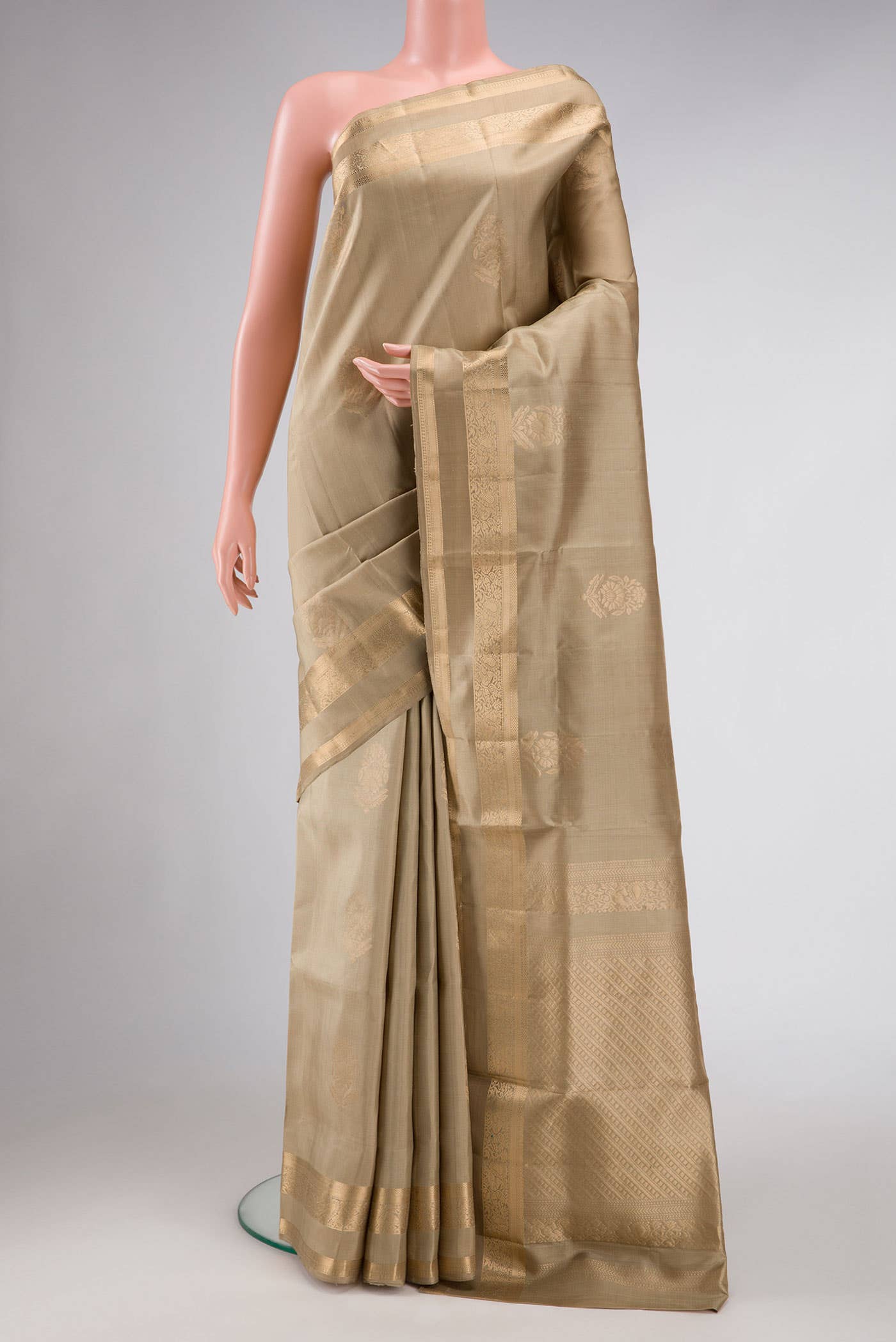 Dark Beige Dual Tone Soft Silk Saree