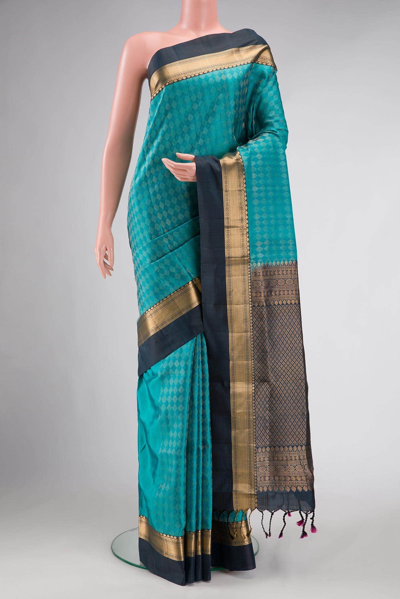 Blue Dual Tone Soft Silk Saree