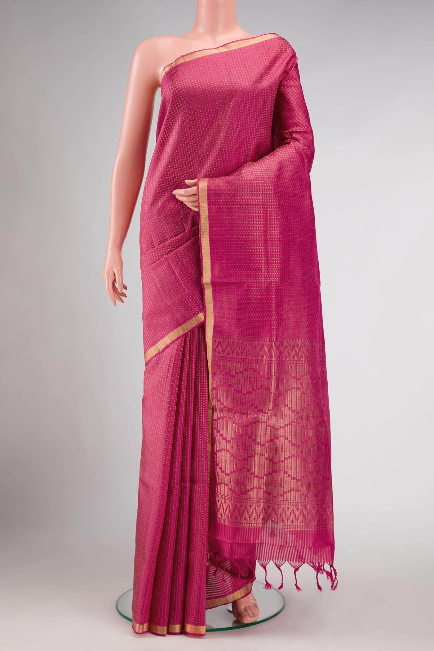 Pink Dual Tone Soft Silk Saree