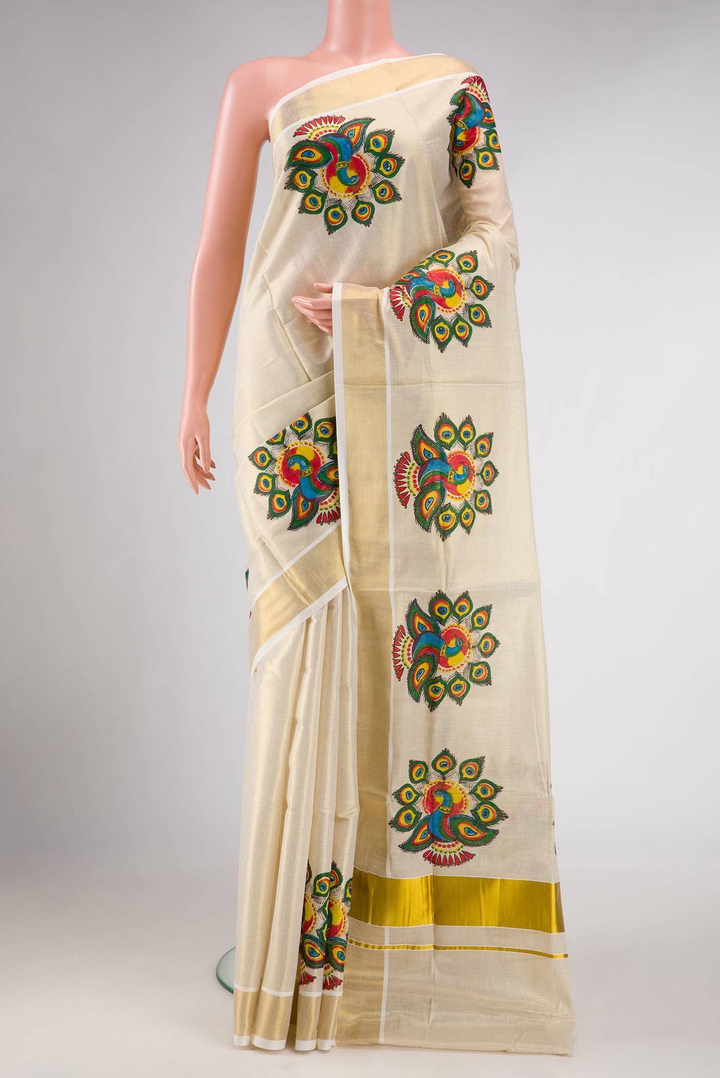 Gold Dual Tone Kerala Cotton Saree