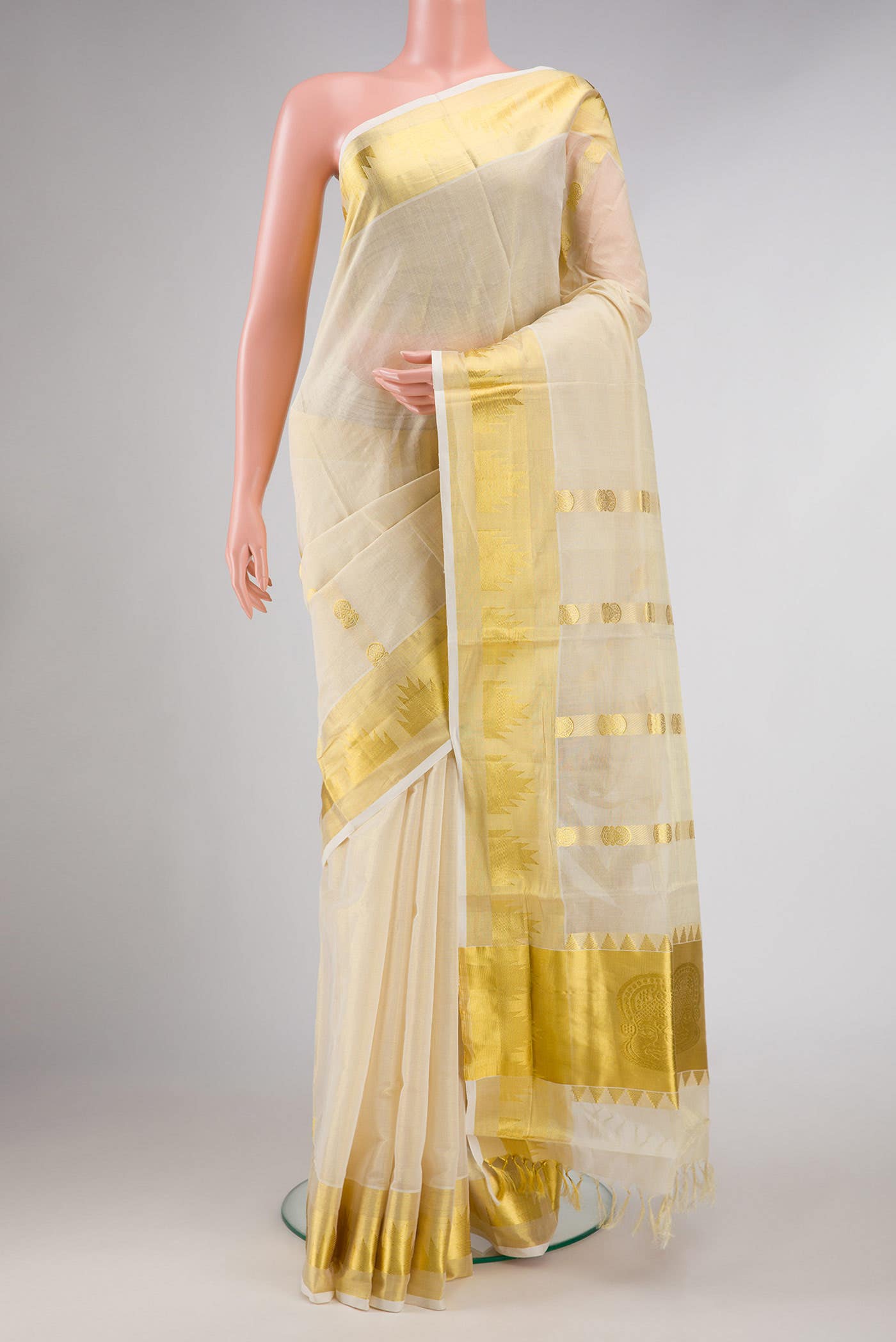 Sandal Dual Tone Kerala Cotton Saree