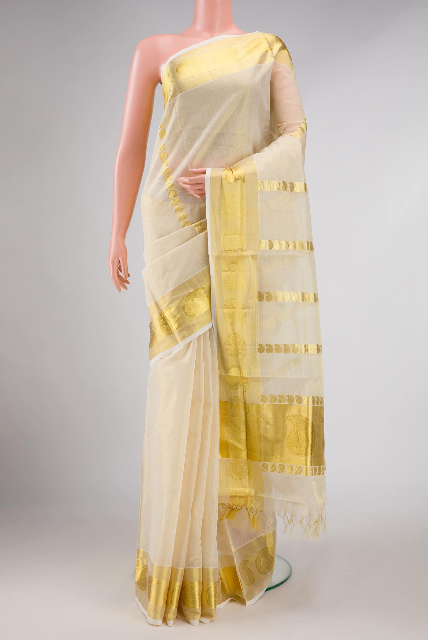 Sandal Dual Tone Kerala Cotton Saree