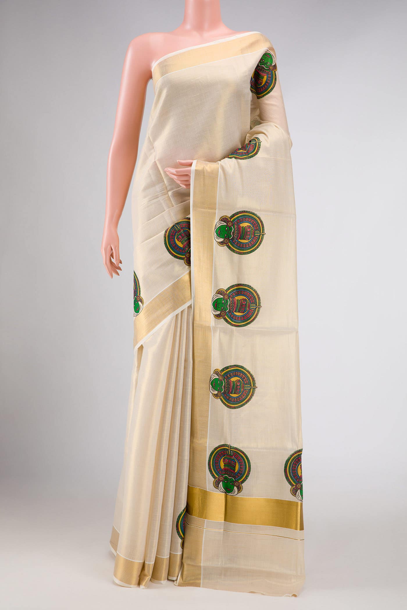 Gold Dual Tone Kerala Cotton Saree