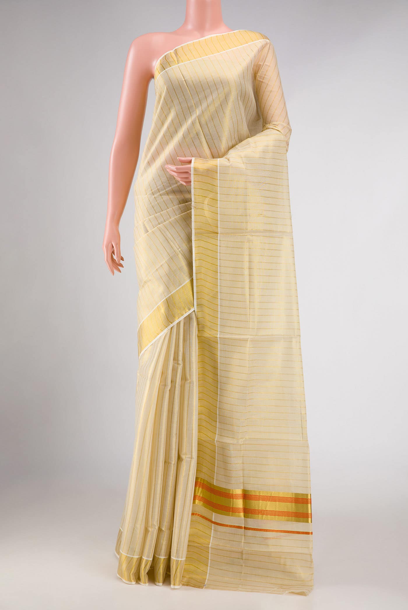 Gold Dual Tone Kerala Cotton Saree