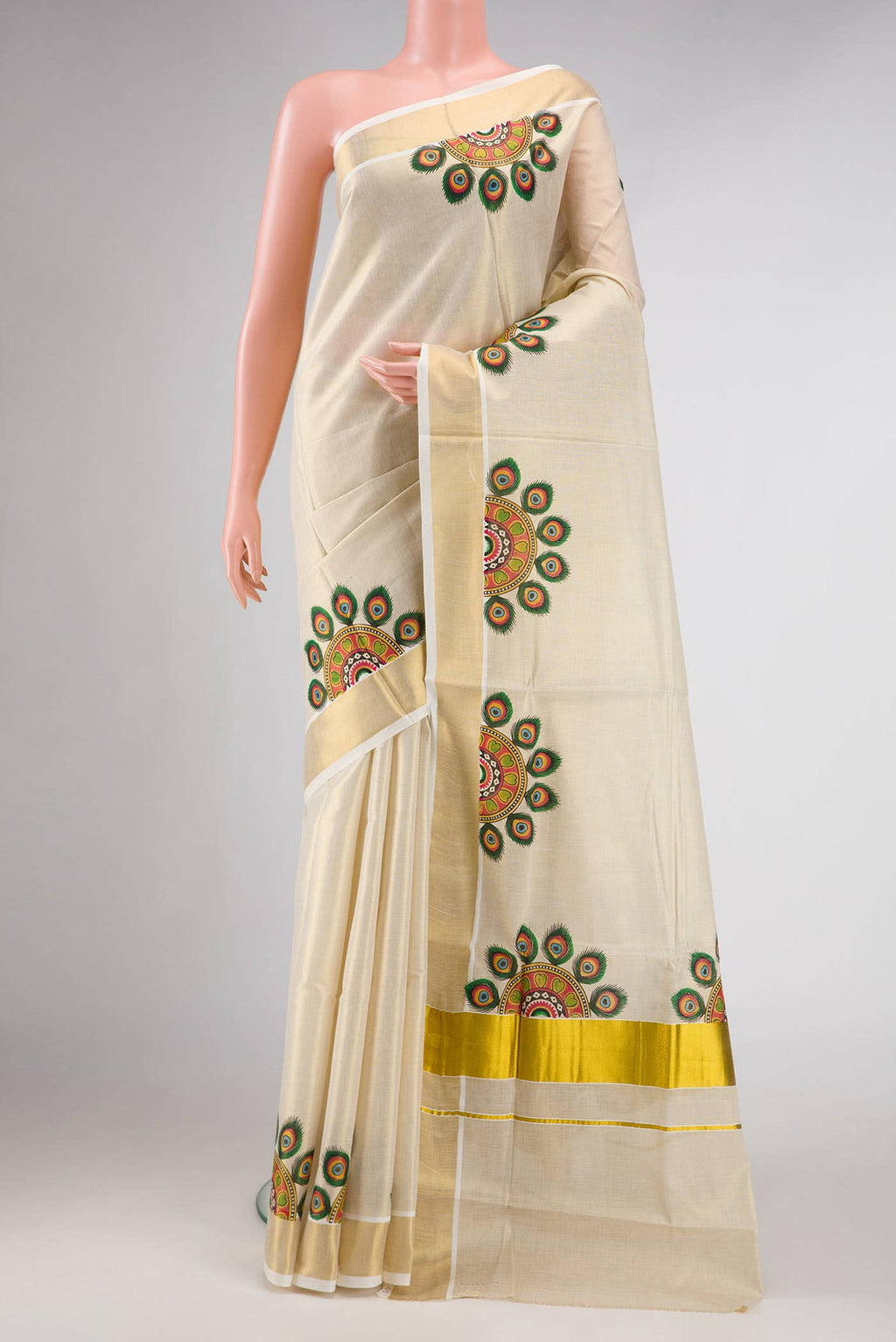 Sandal Dual Tone Kerala Cotton Saree