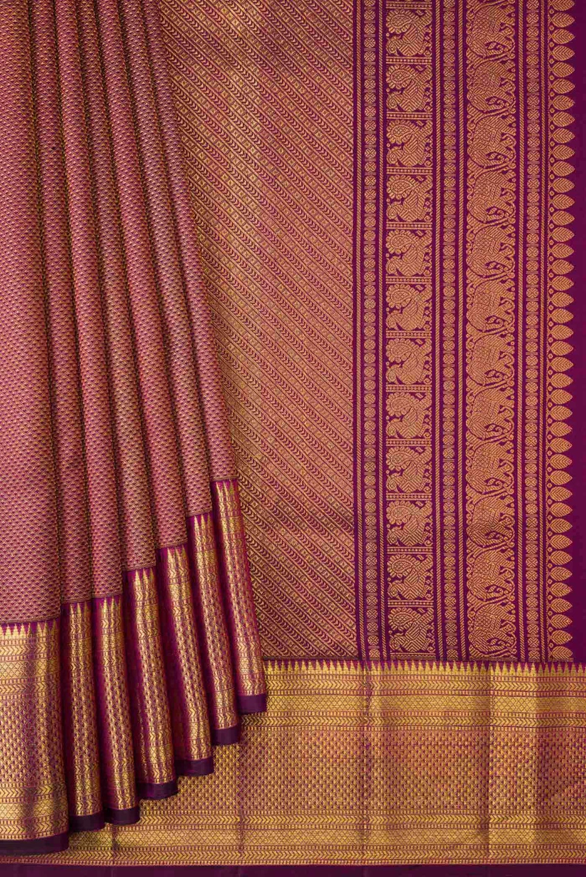 Magenta Dual Tone Kanchipuram Silk Saree