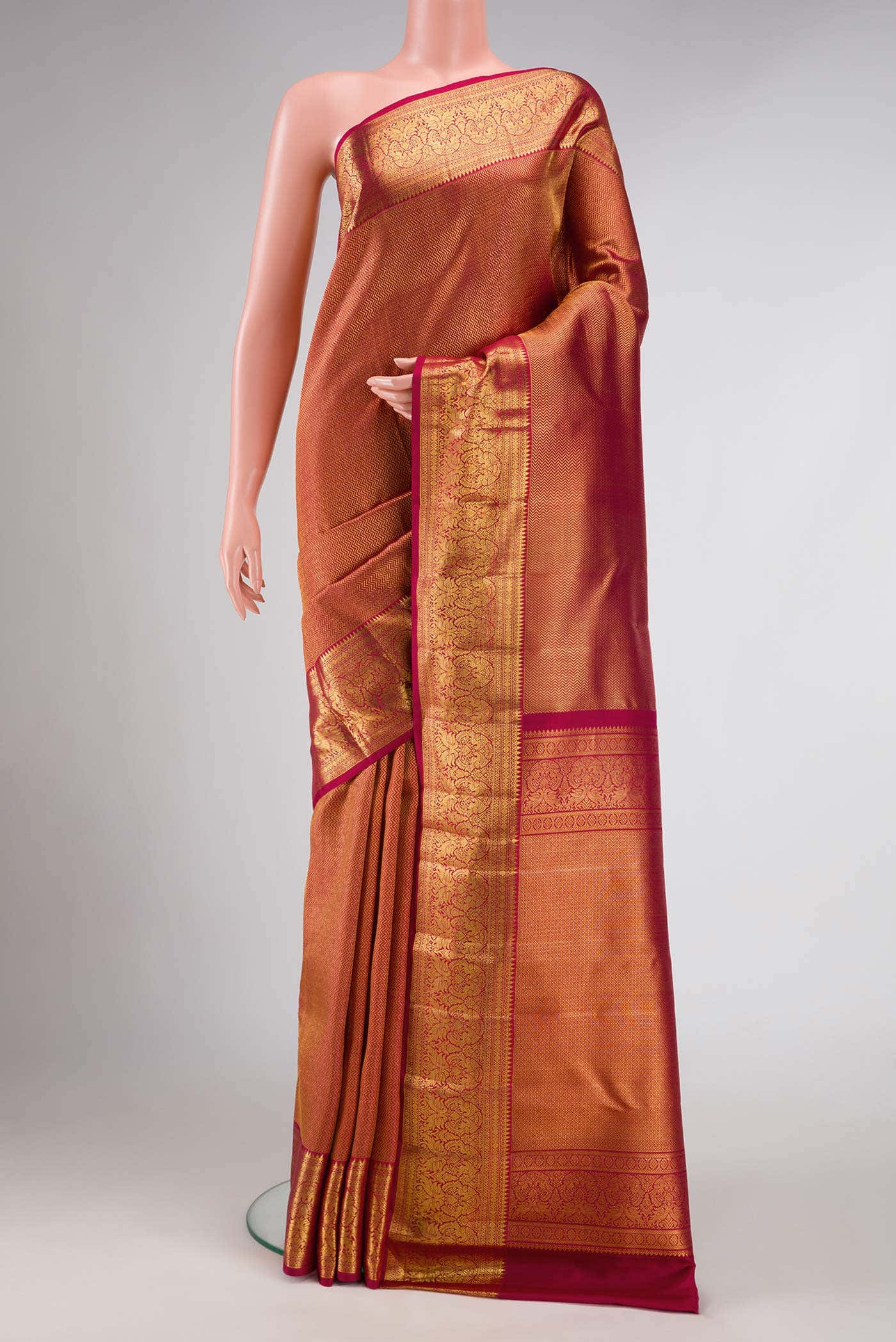Maroon Dual Tone Kanchipuram Silk Saree