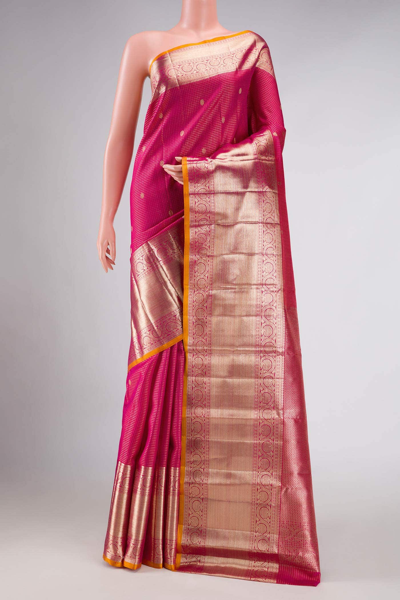 Pink Dual Tone Kanchipuram Silk Saree
