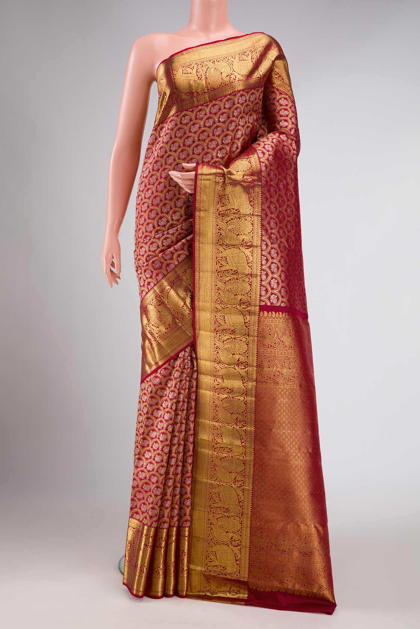 Imperial Red Dual Tone Kanchipuram Silk Saree