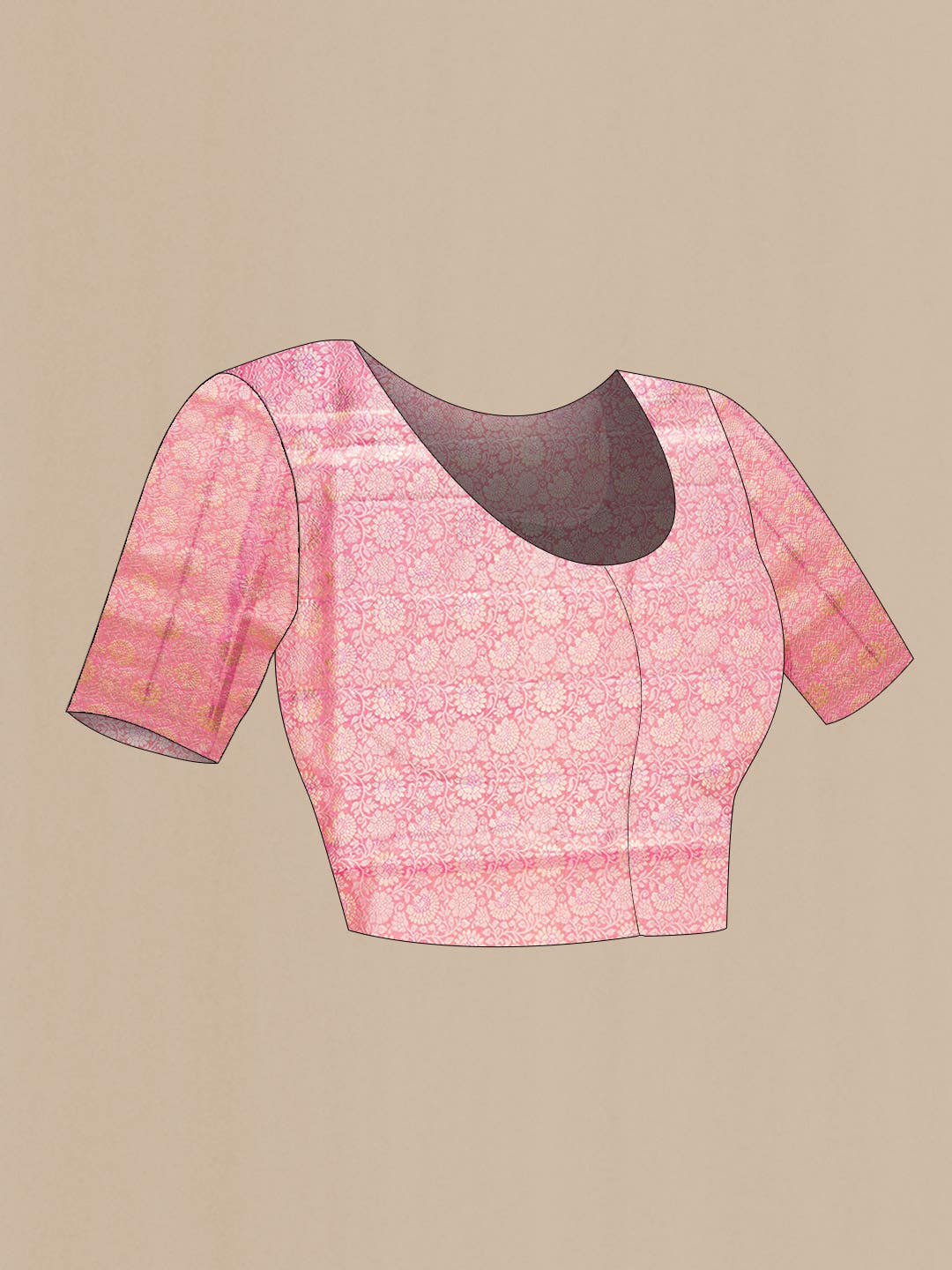 Pink Dual Tone Kanchipuram Tissue Silk Saree