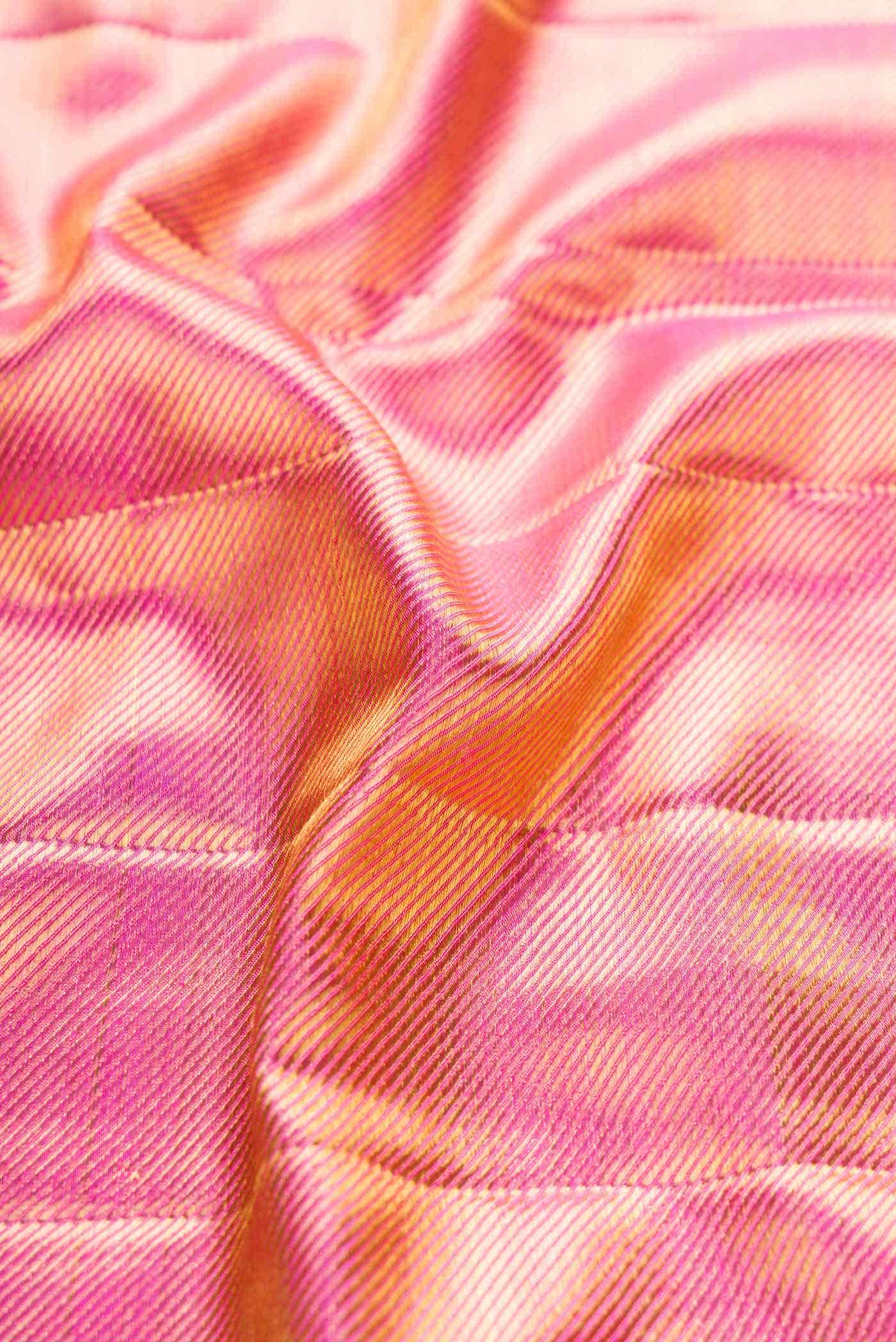 Pink Dual Tone Kanchipuram Tissue Silk Saree