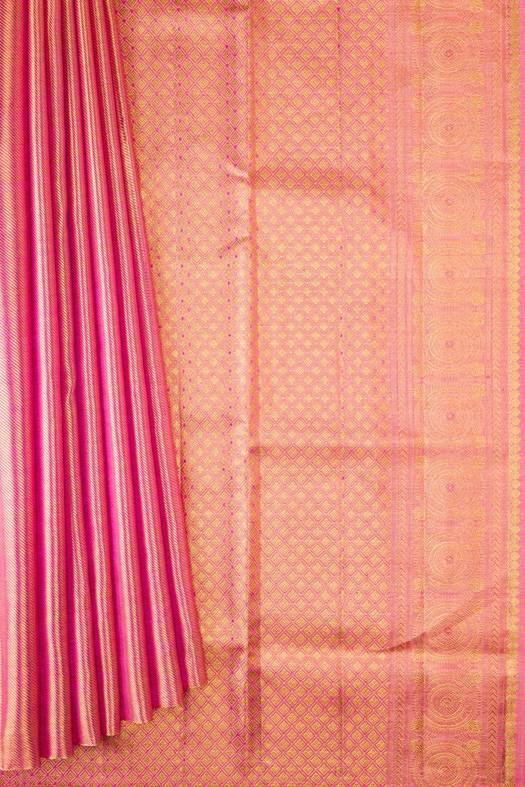 Pink Dual Tone Kanchipuram Tissue Silk Saree