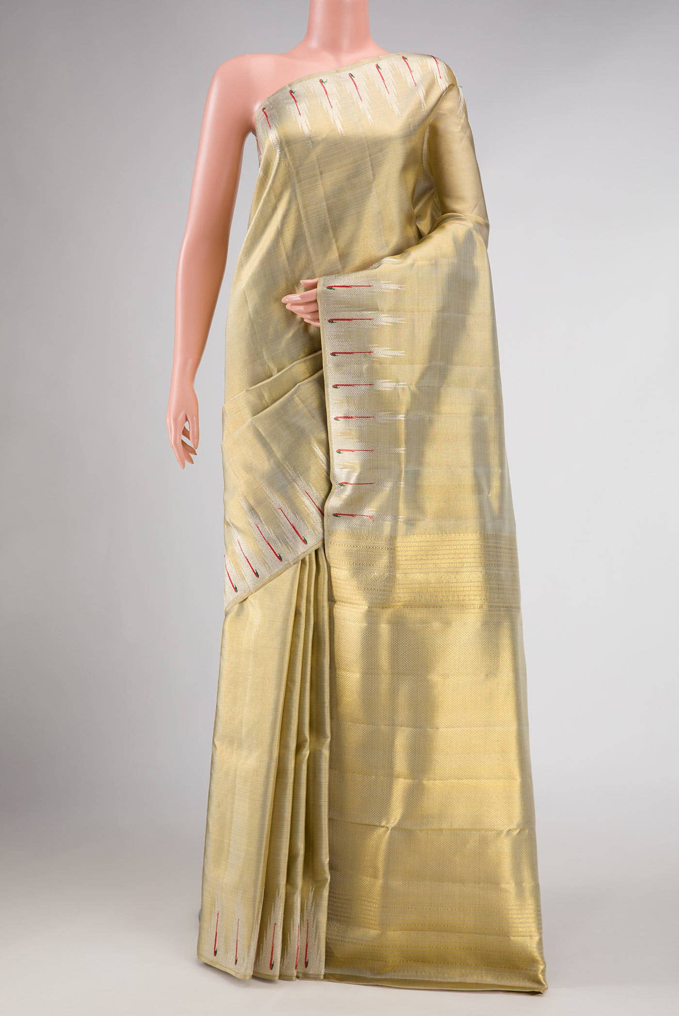 Gold Dual Tone Kanchipuram Tissue Silk Saree