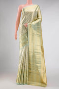Light Green Dual Tone Kanjivaram Tissue Silk Saree