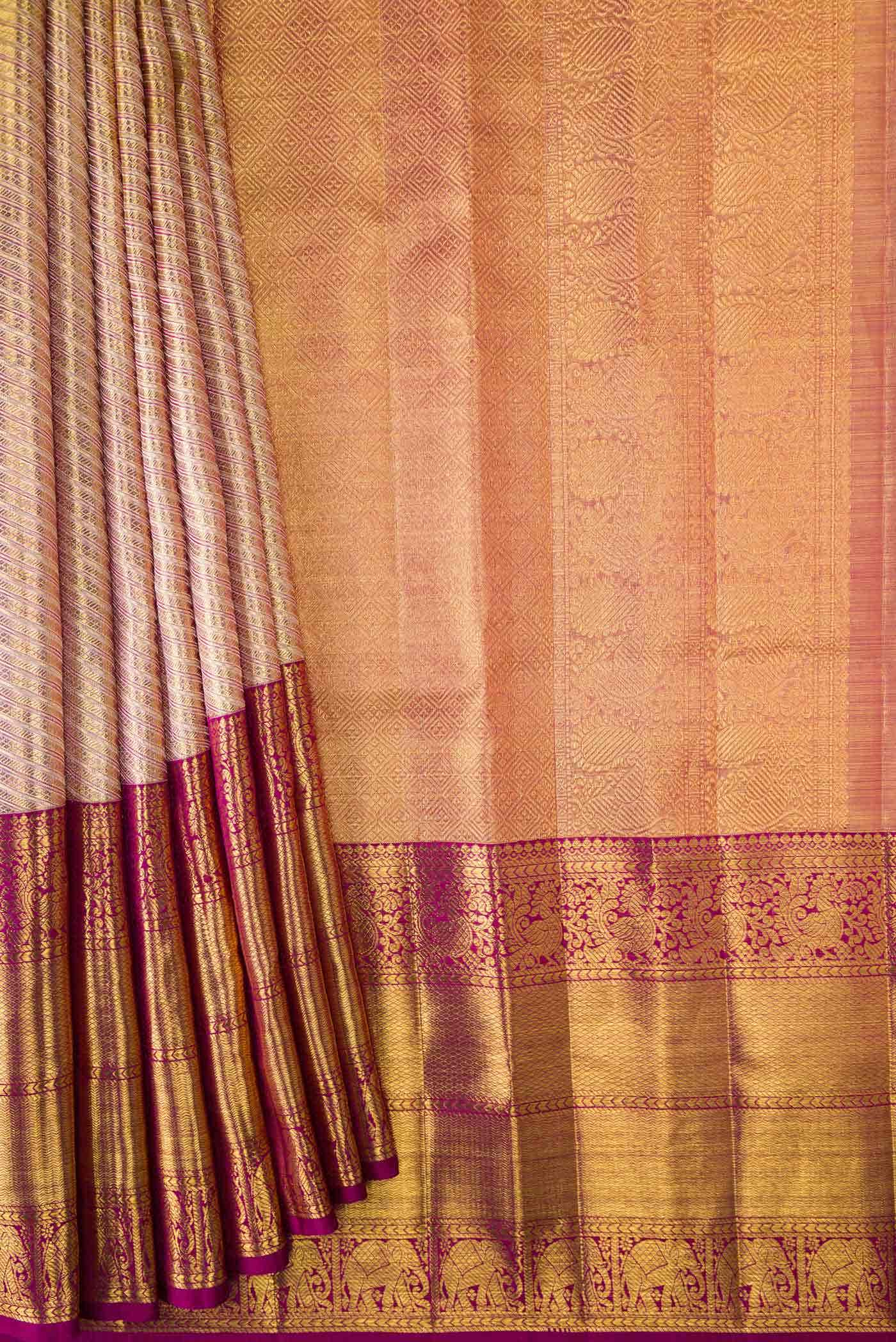 Gold Dual Tone Kanchipuram Tissue Silk Saree