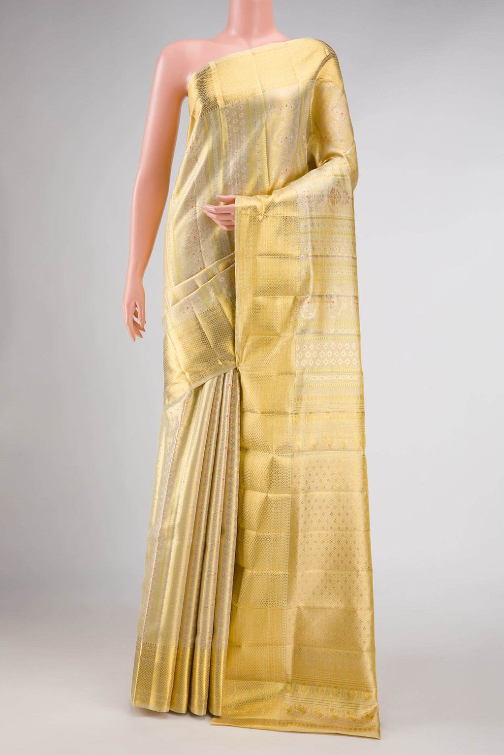 Gold Dual Tone Kanchipuram Tissue Silk Saree